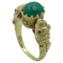 Anillo vintage Ilias Lalaounis de oro de 18 quilates con doble serpiente de esmeralda y rubí