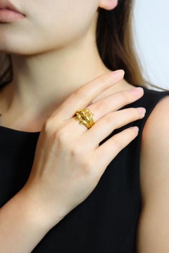 Vintage Ilias Lalaounis GREECE 18K Gold Rustic Band Ring