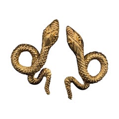 Retro Ilias Lalaounis Snake 18 Karat Yellow Gold Clip Earrings, Circa 1970