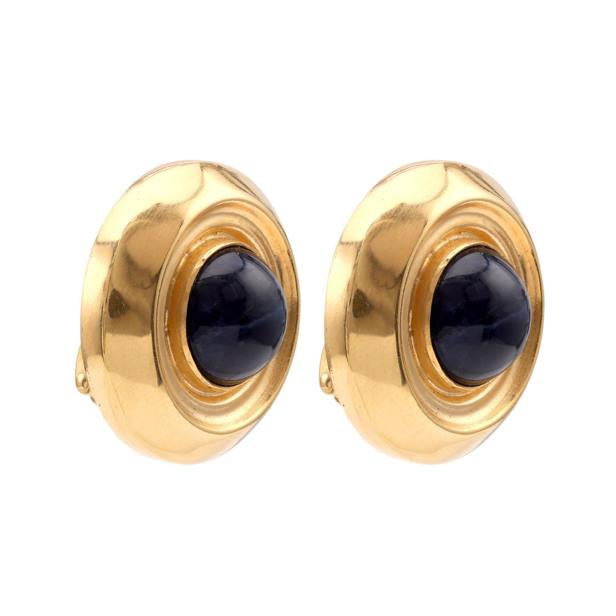 Ilias Lalaounis Sodalit 18K Gelbgold Ohrringe mit Knopfleiste im Zustand „Hervorragend“ in Beverly Hills, CA
