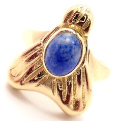 Vintage Ilias Lalaounis Sodalite Yellow Gold Greek Ring