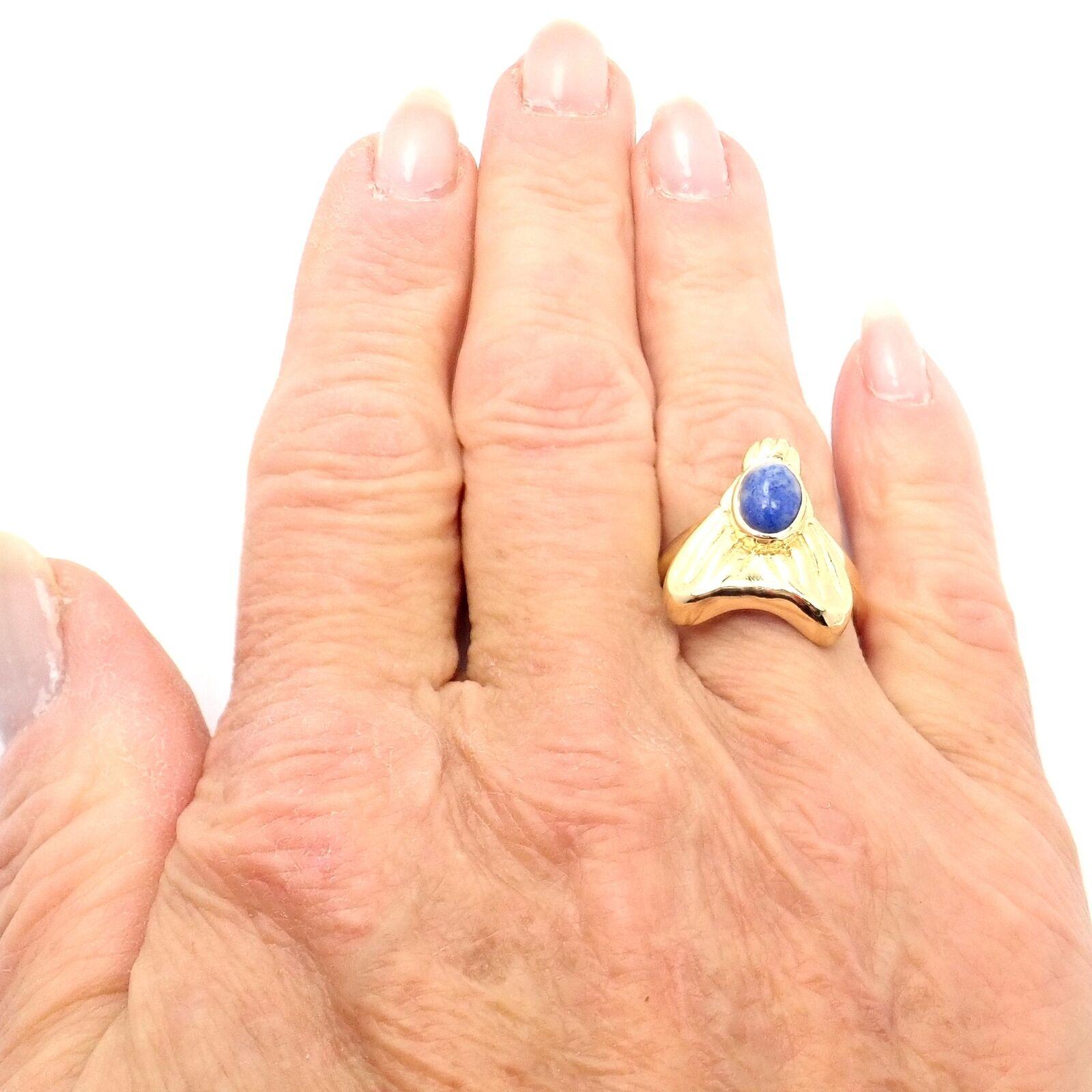 Vintage Ilias Lalaounis Sodalite Yellow Gold Greek Ring In Excellent Condition In Holland, PA