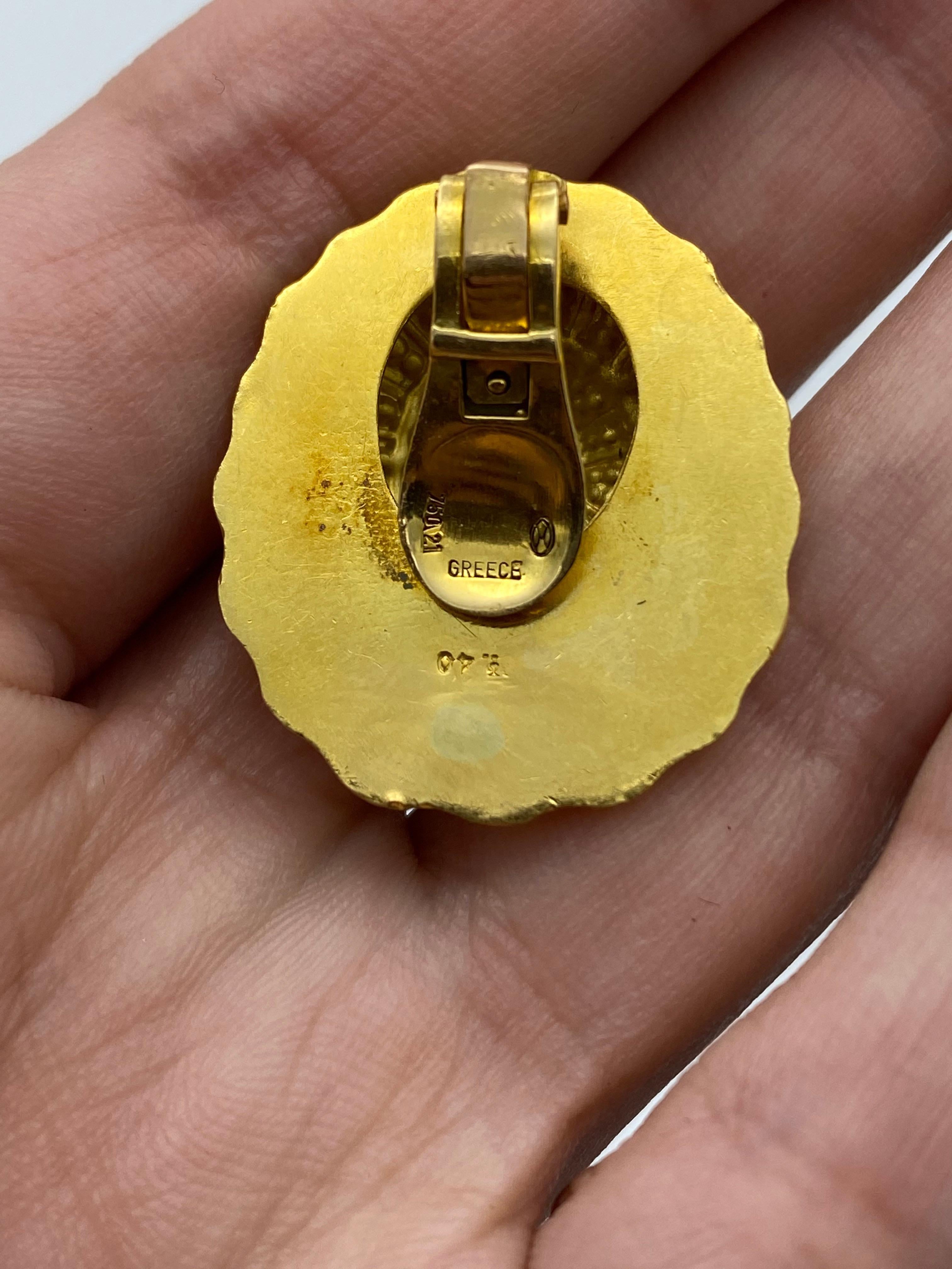 Vintage Ilias Lalaounis Yellow Gold Shell Clip- On Earrings 6