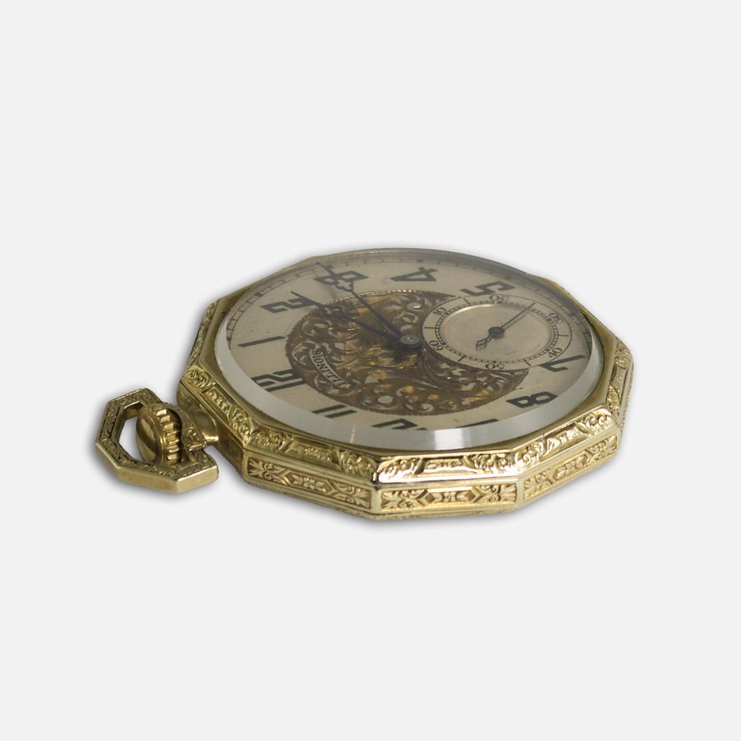Montre de poche vintage en or de l'Illinois en vente 3