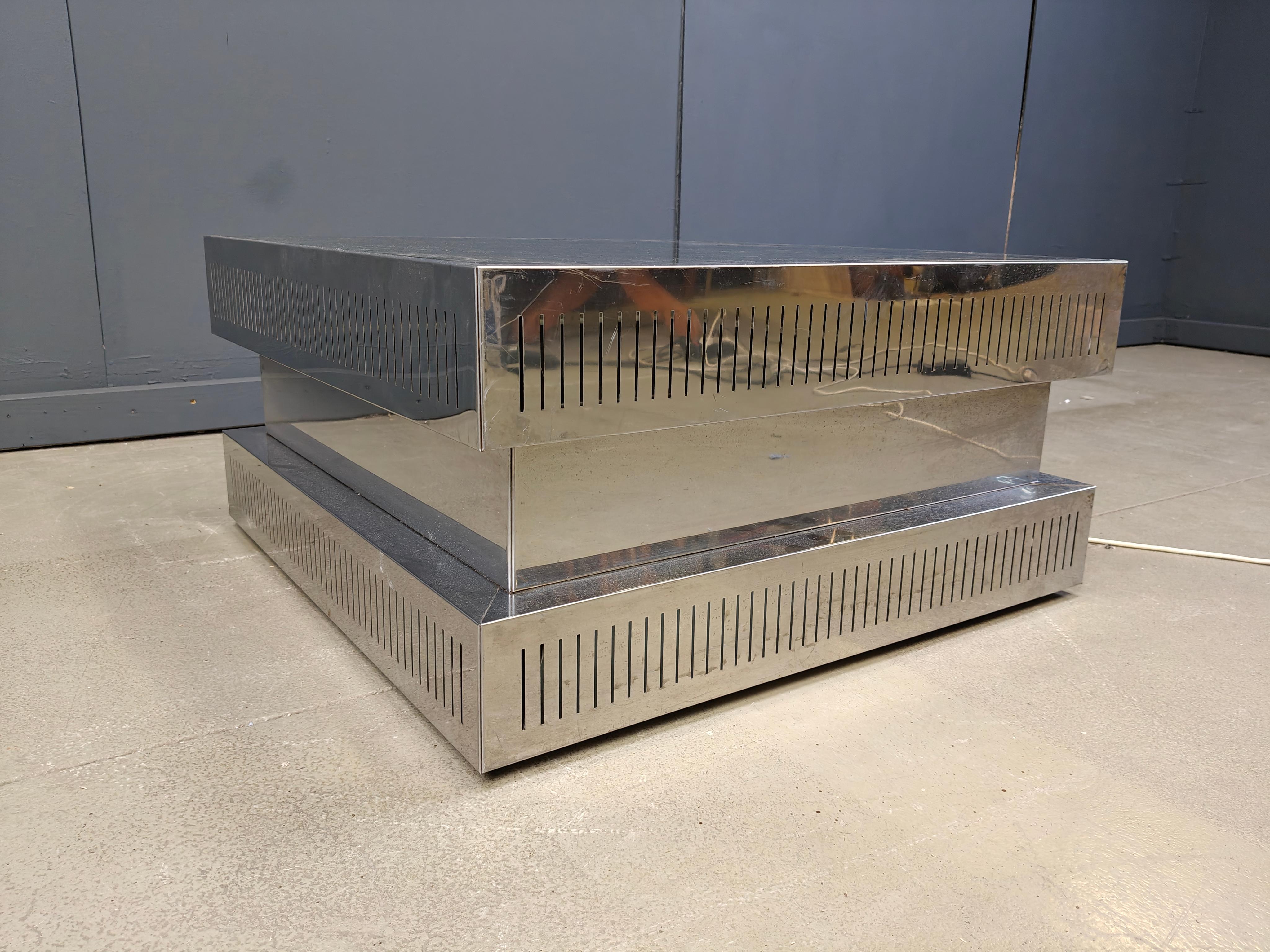 Table basse vintage illuminée, âge de l'espace, 1970 - Italie Bon état - En vente à Leuven, Vlaams Gewest