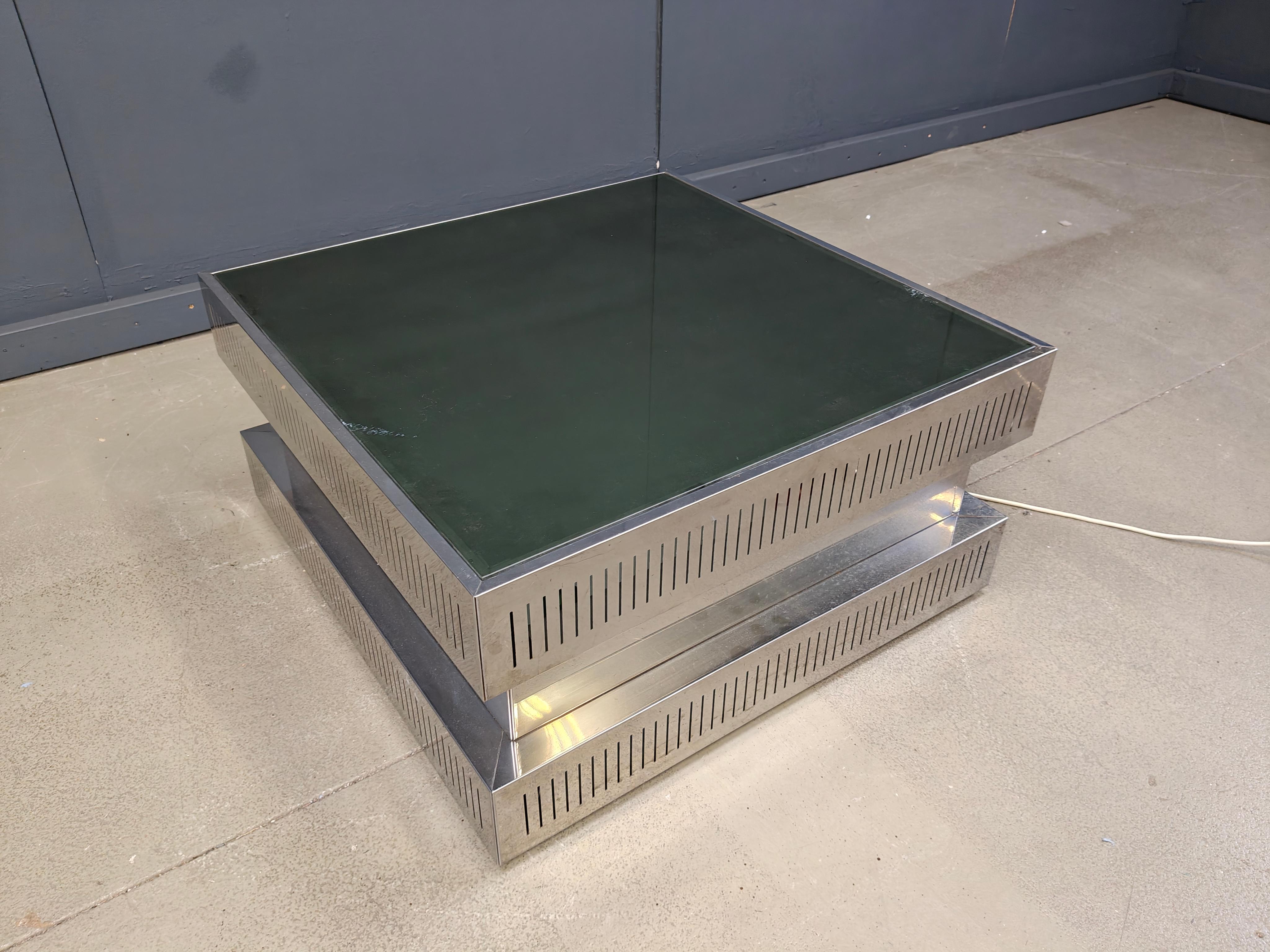 Fin du 20e siècle Table basse vintage illuminée, âge de l'espace, 1970 - Italie en vente