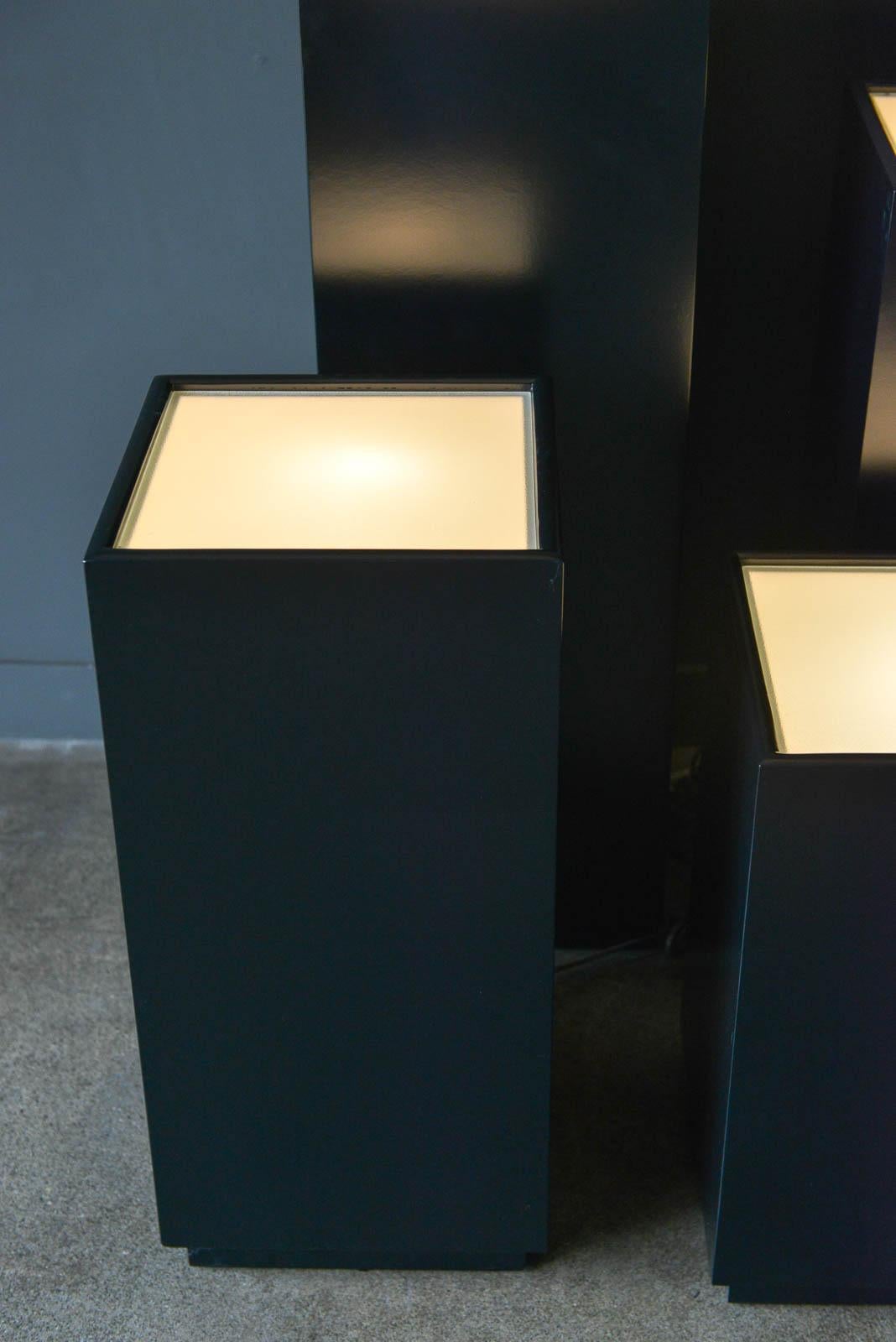 Late 20th Century Vintage Illuminated Display Pedestals by Albright and Zimmerman, ca. 1984 For Sale