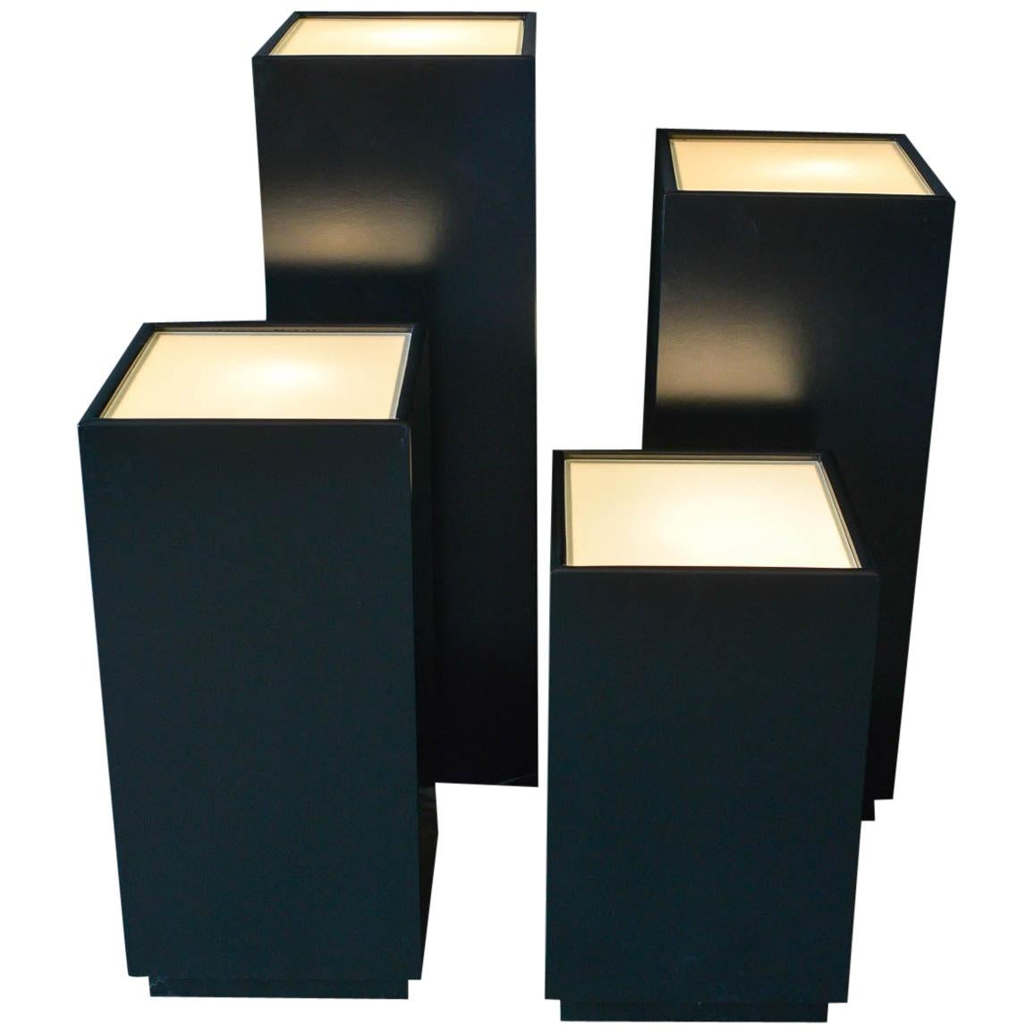 Set of Vintage Illuminated Display Pedestals by Albright and Zimmerman, ca. 1984