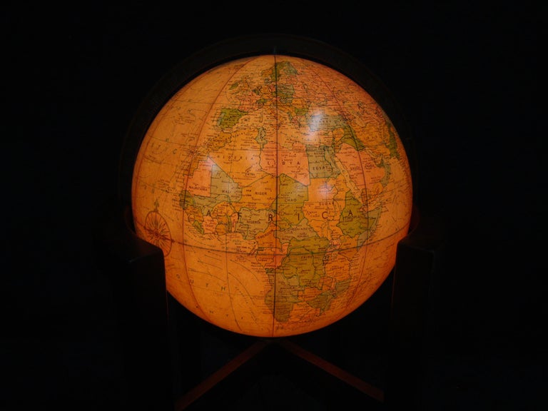 Vintage Illuminated Globe with Wooden Stand For Sale at 1stDibs ...