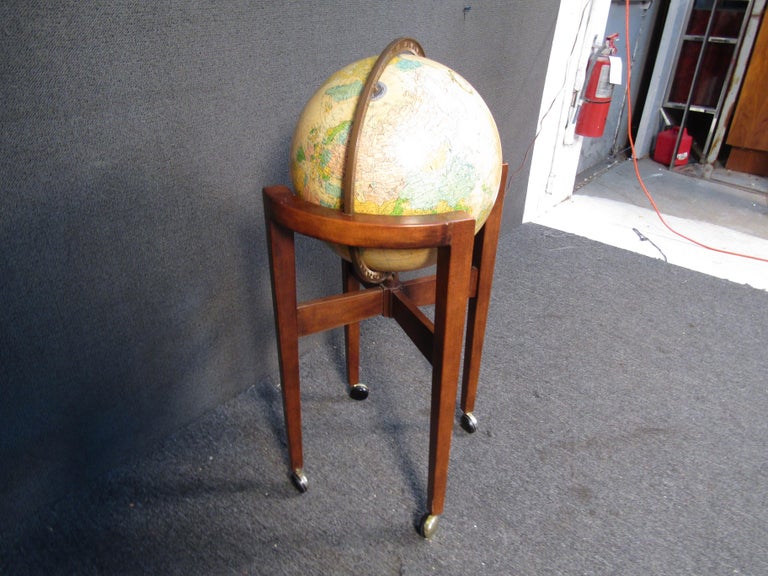 Vintage Illuminated Globe with Wooden Stand For Sale at 1stDibs ...
