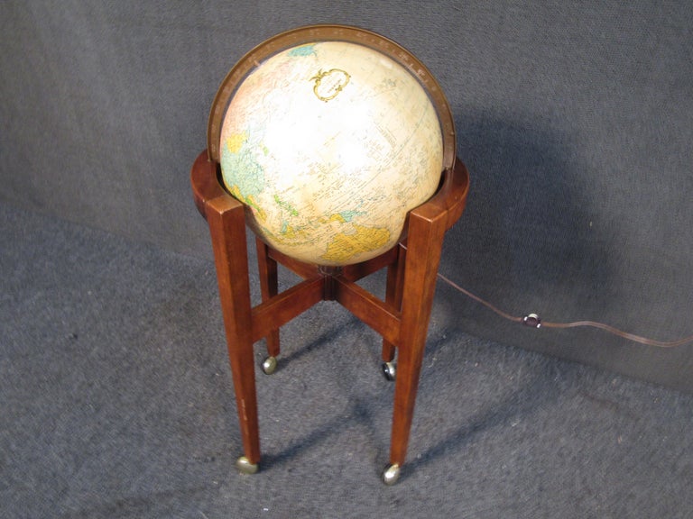 Vintage Illuminated Globe with Wooden Stand For Sale at 1stDibs ...