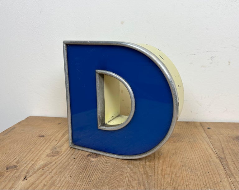 Industrial Vintage Illuminated Letter D, 1970s For Sale
