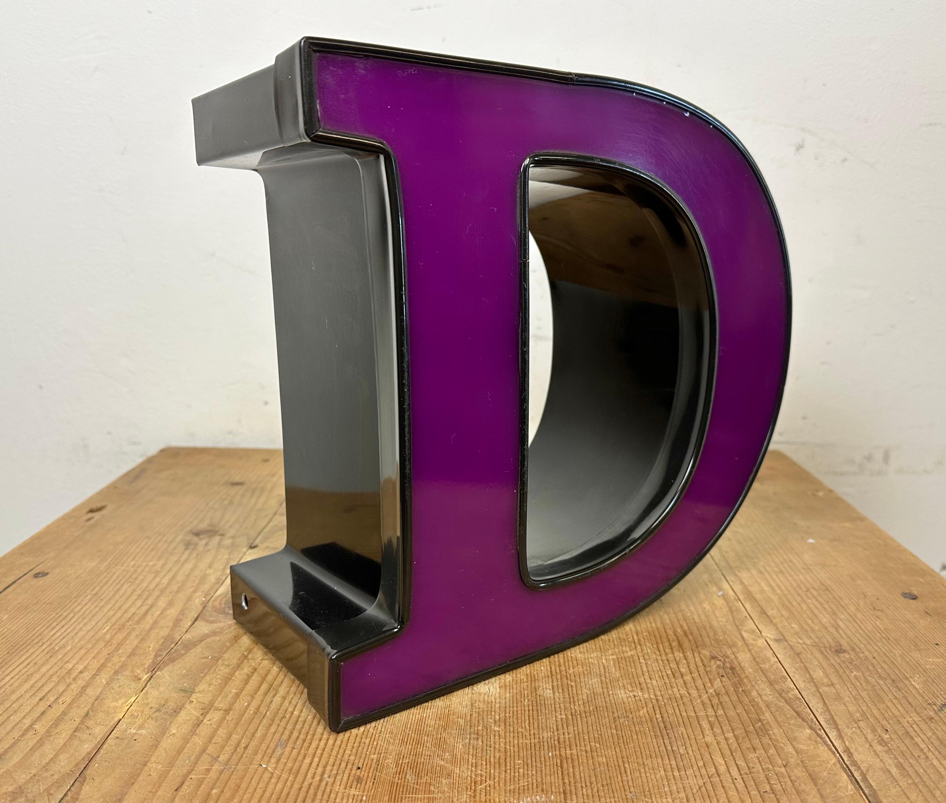 Industrial Vintage Illuminated Letter D, 1980s For Sale