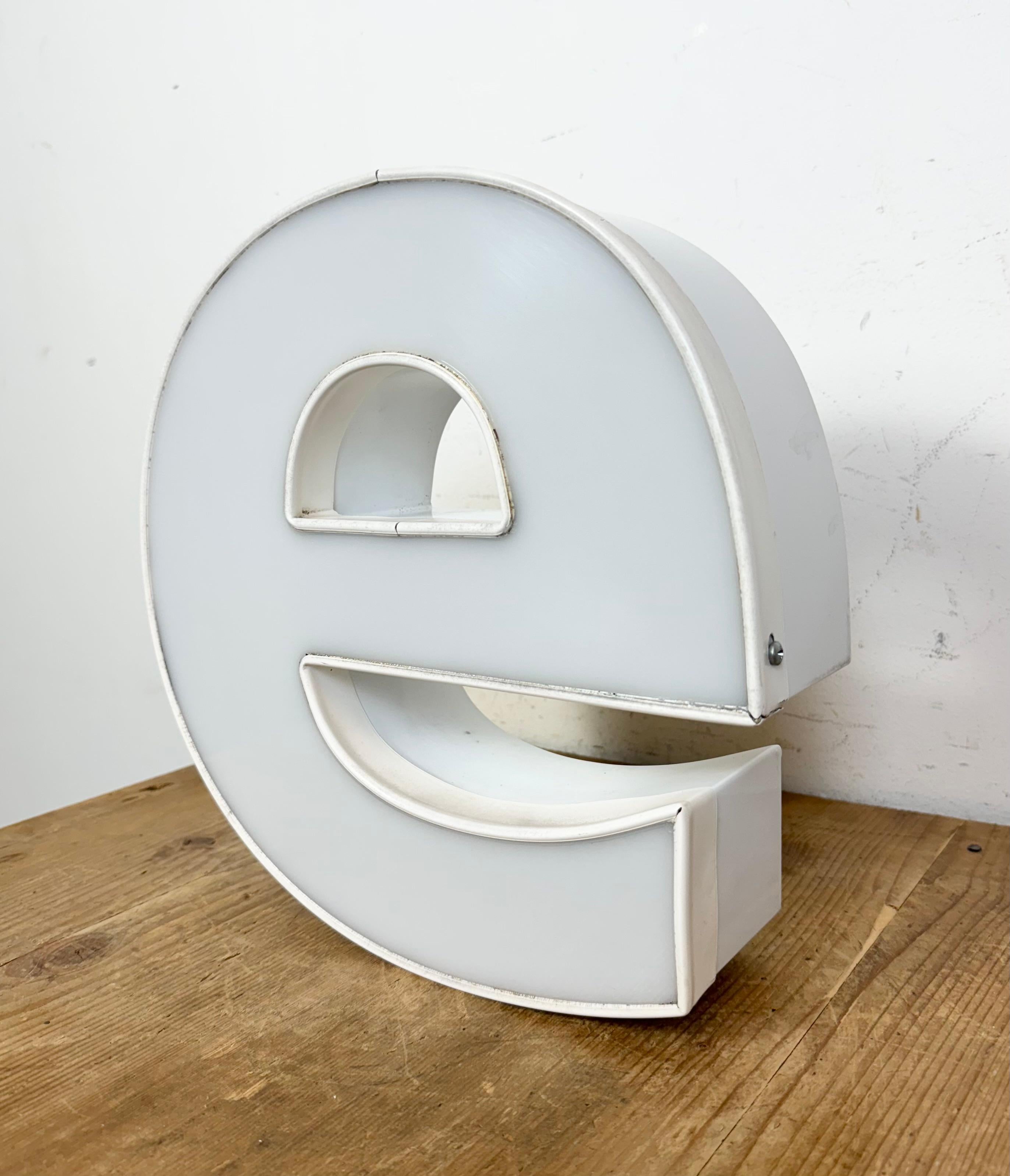 Vintage Illuminated Letter E , 1980s In Good Condition For Sale In Kojetice, CZ