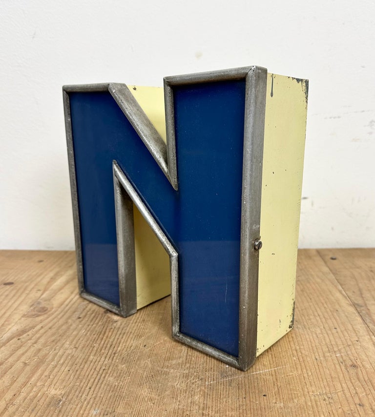 Industrial Vintage Illuminated Letter N, 1970s For Sale
