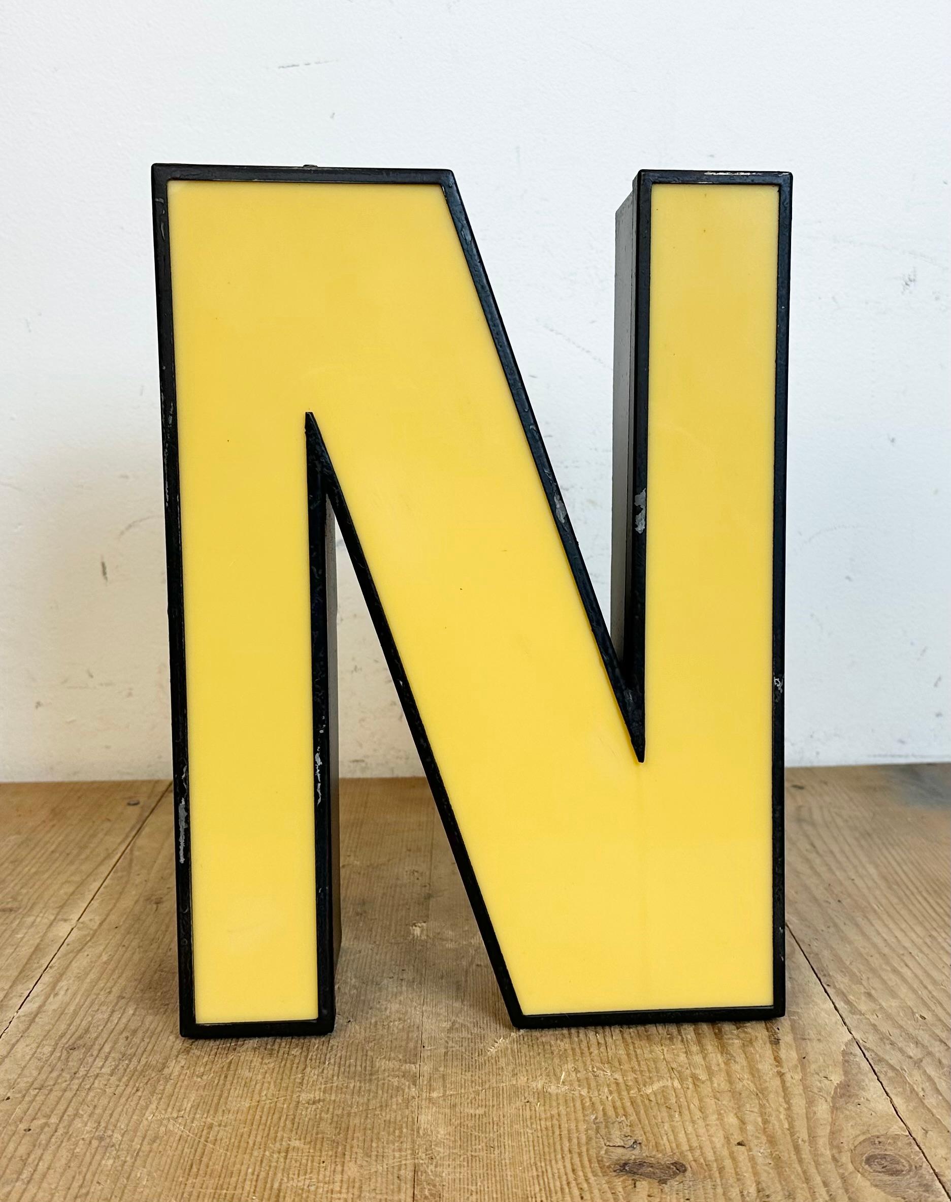 Industrial Vintage Illuminated Letter N , 1970s For Sale