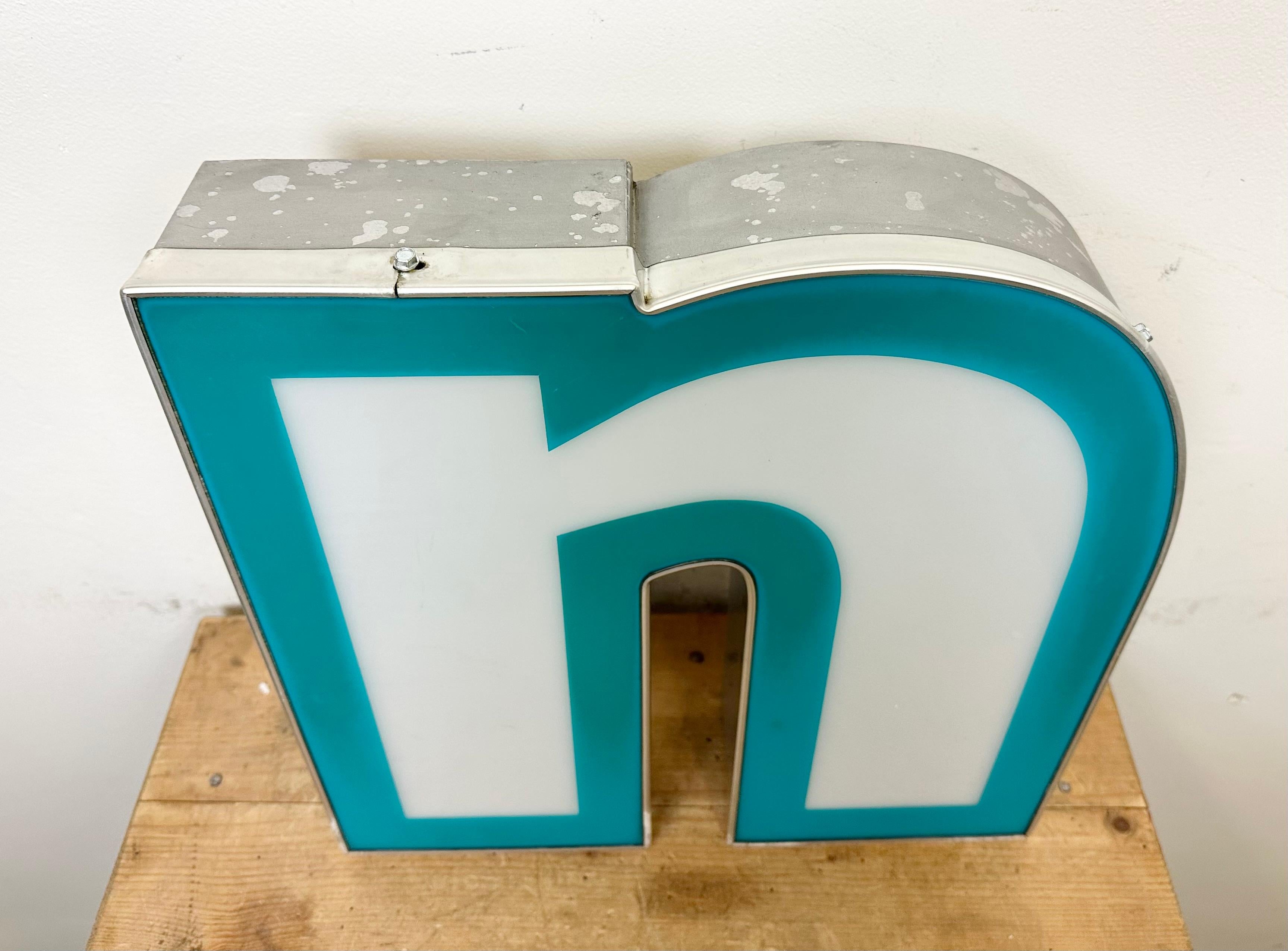 Industrial Vintage Illuminated Letter N, 1980s For Sale