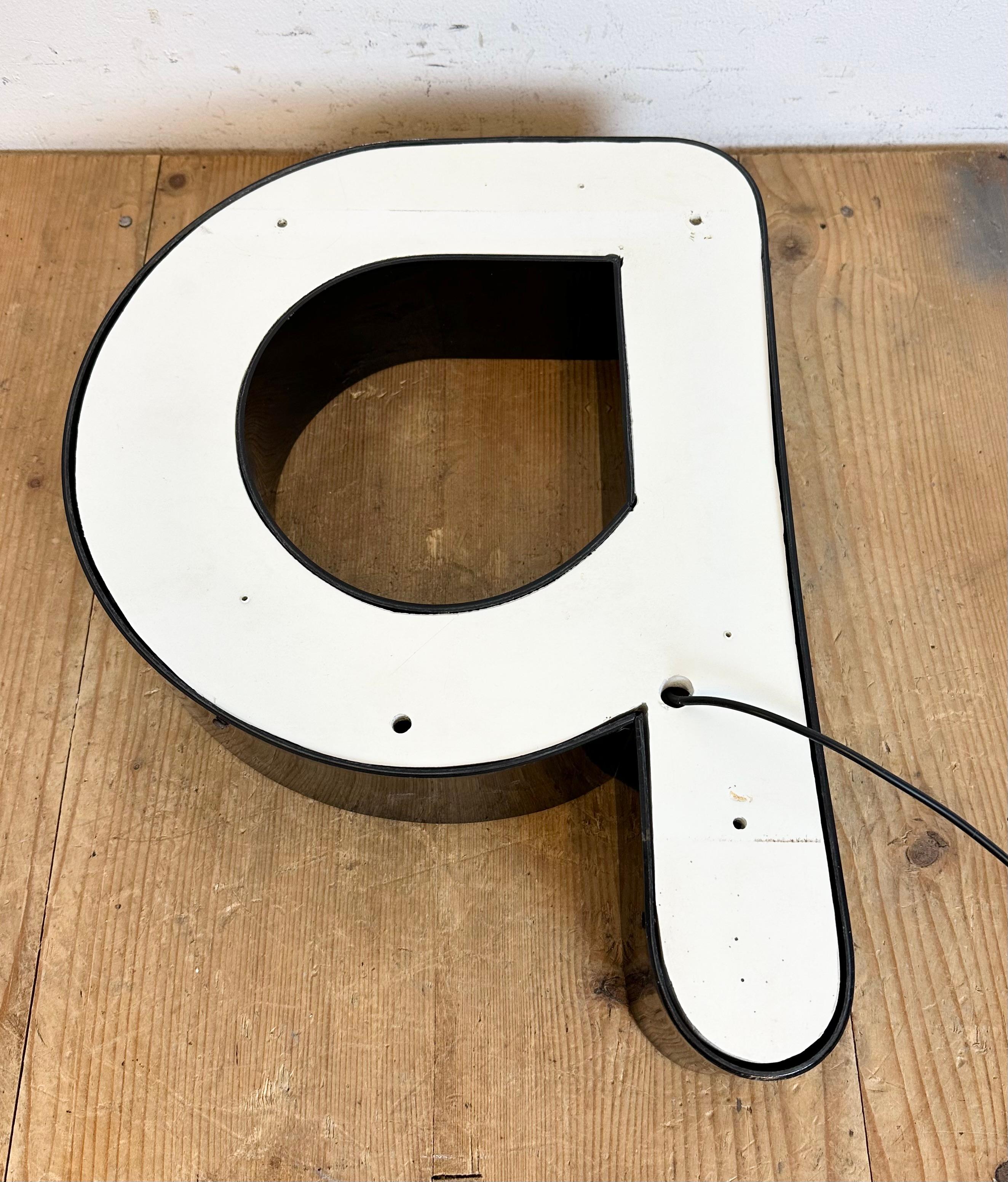 Vintage Illuminated  Letter P , 1970s In Good Condition For Sale In Kojetice, CZ