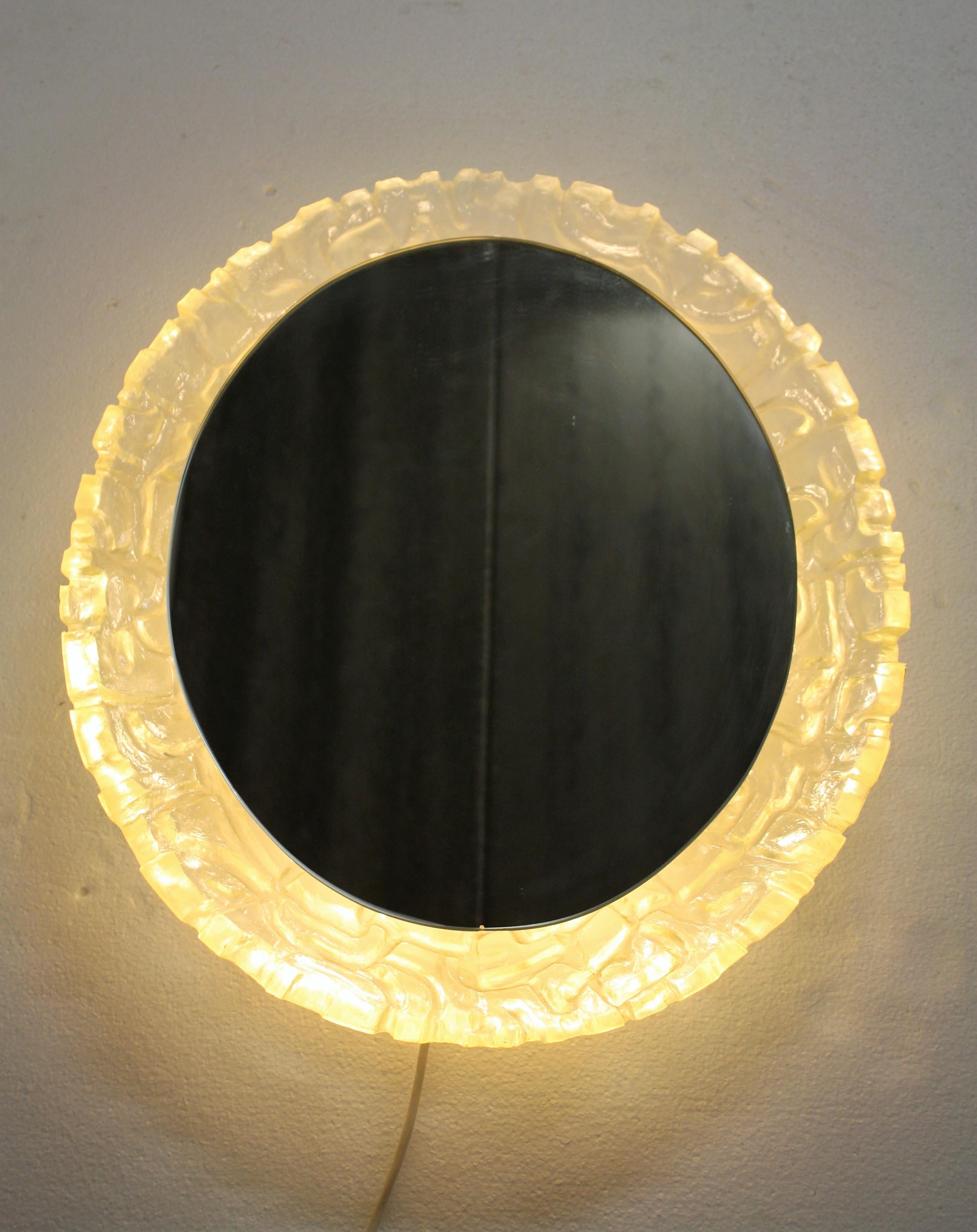 Austrian Vintage Illuminated Oval Mirror, 1960s