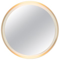 Vintage Illuminated Round Circle Wall Mirror, Germany, 1970s
