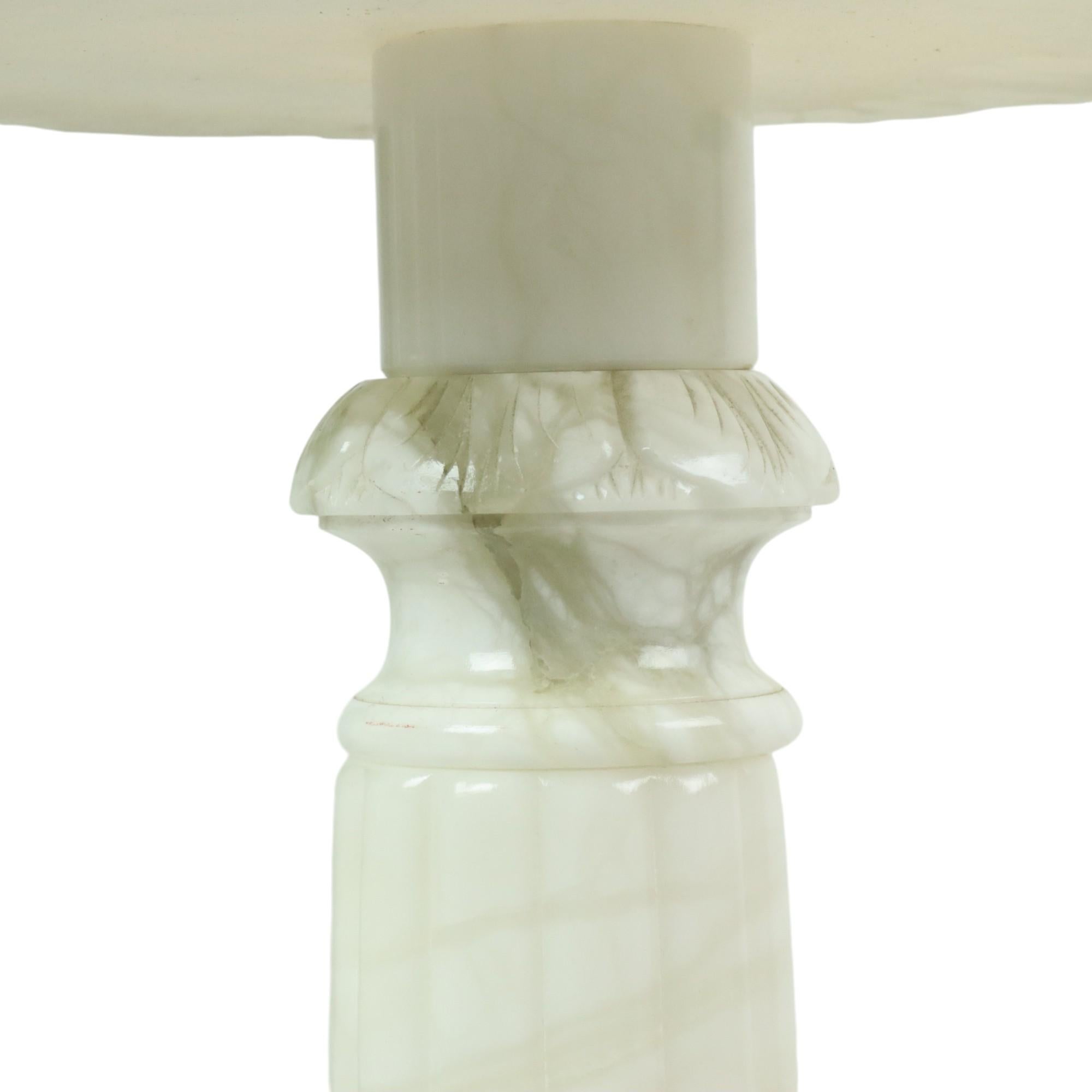Beleuchtete Vintage-Beistelltisch-Säulen-Säulen-Säulen-Lampe, Alabaster, Naturstein im Angebot 9