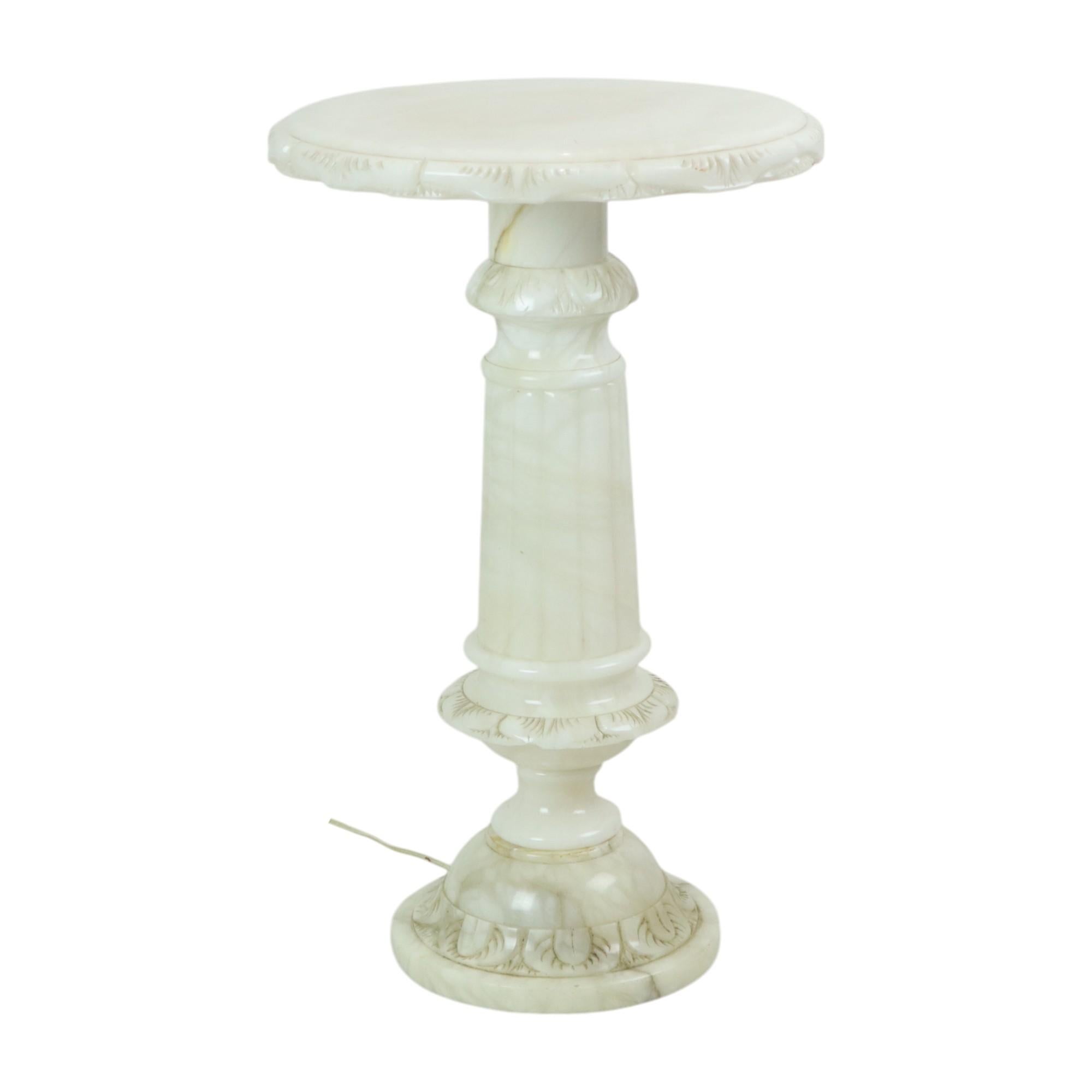 Beleuchtete Vintage-Beistelltisch-Säulen-Säulen-Säulen-Lampe, Alabaster, Naturstein im Angebot 10