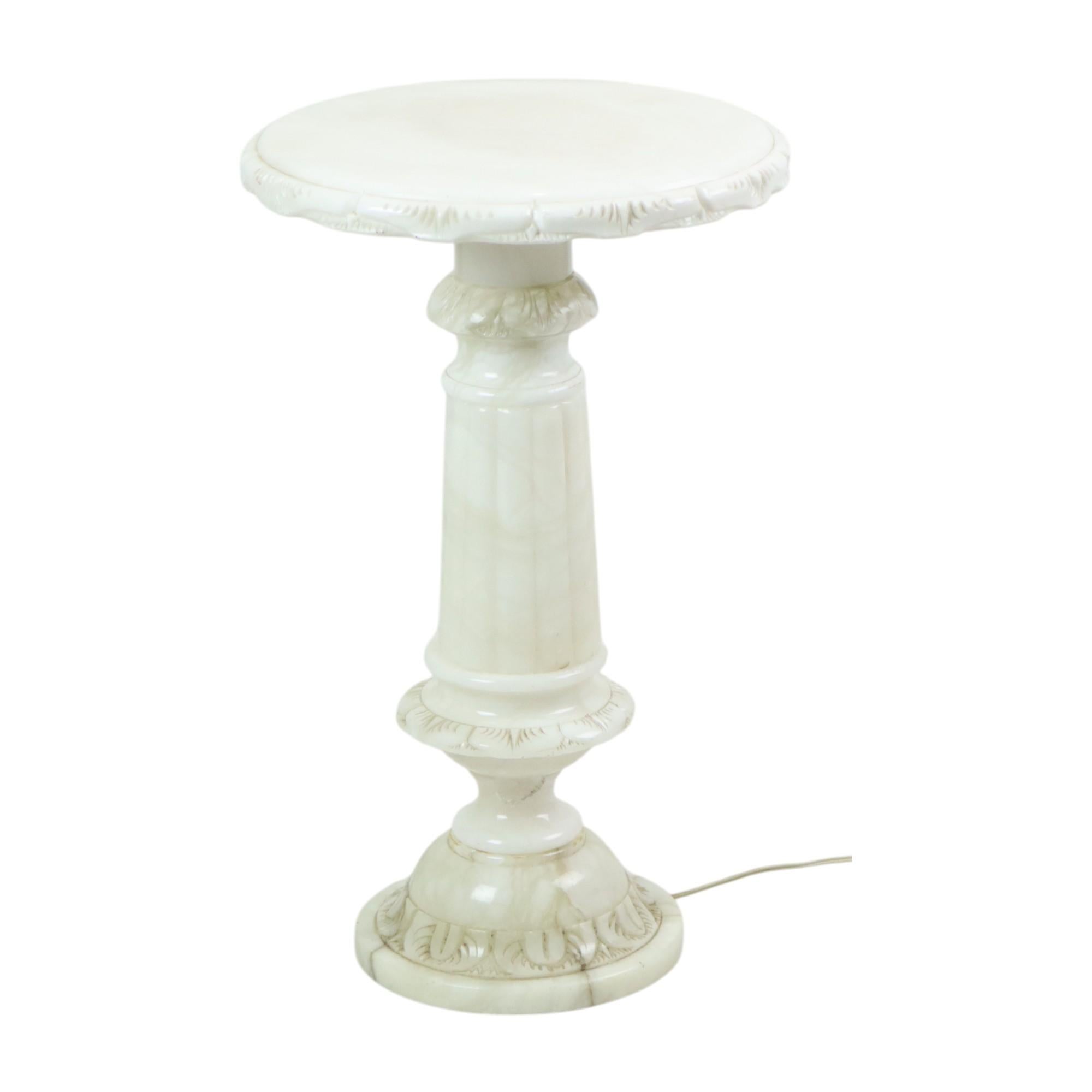Beleuchtete Vintage-Beistelltisch-Säulen-Säulen-Säulen-Lampe, Alabaster, Naturstein im Angebot 2