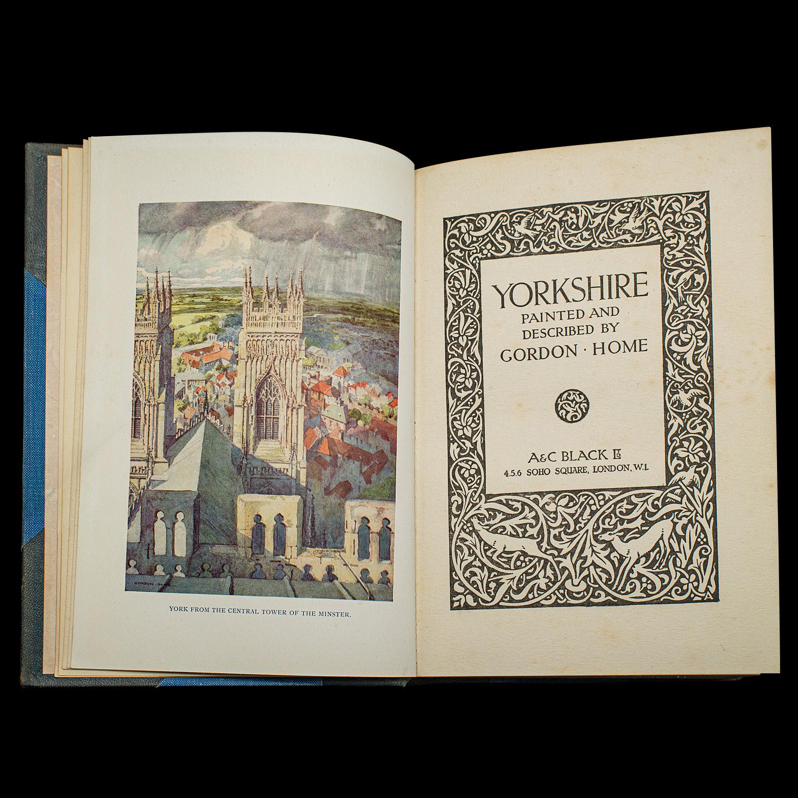 Edwardian Vintage Illustrated Book, Yorkshire By George Home, English, County Travel Guide For Sale