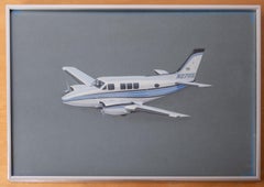 Vintage Illustration of a Beechcraft Queen Air Airplane