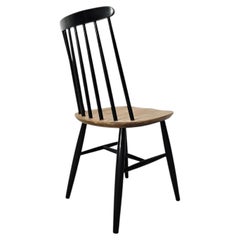Silla de comedor vintage de Ilmari Tapiovaara, madera maciza y madera curvada, década de los 70