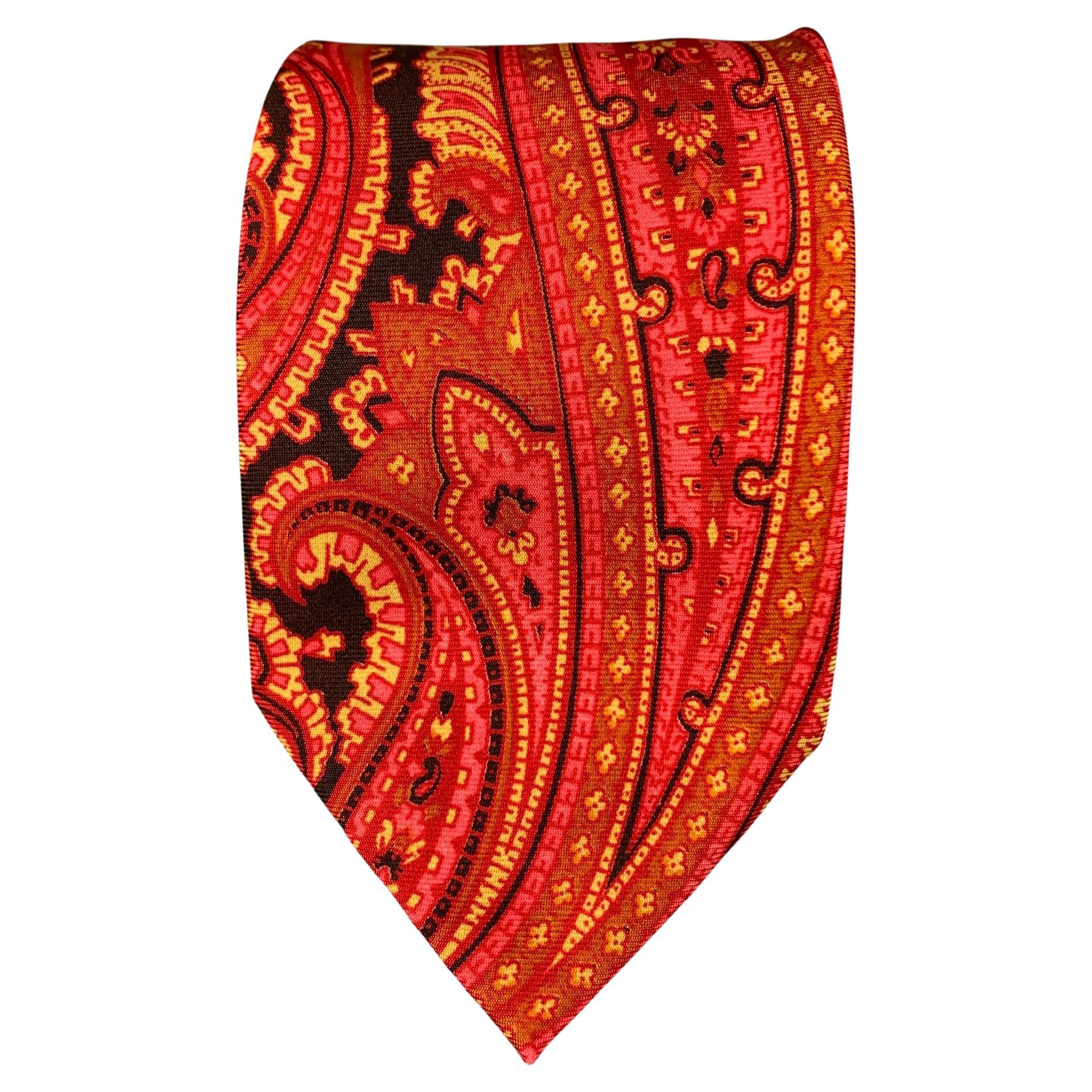 Vintage I.MAGNIN Orange Paisley Silk Tie