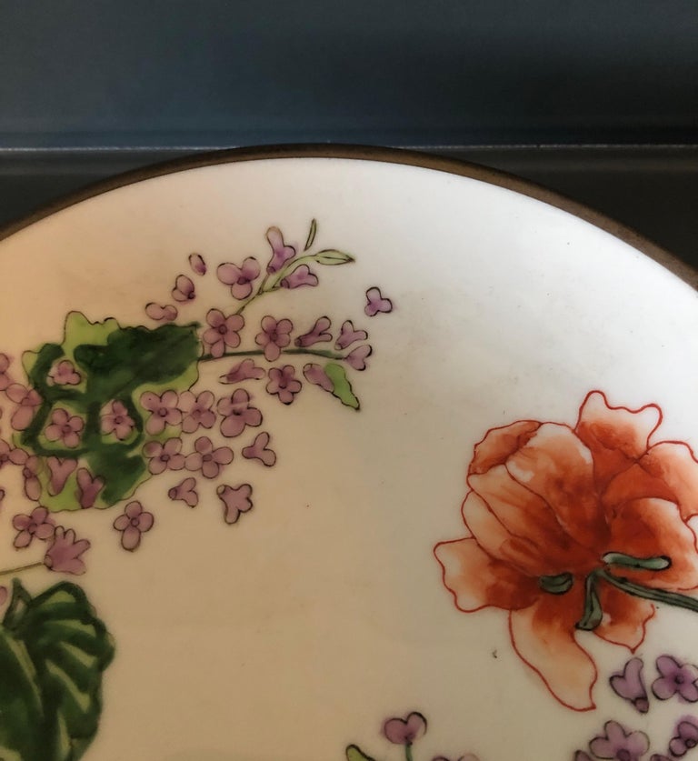 Vintage Imari Japanese Green and Orange Decorative Plate For Sale at