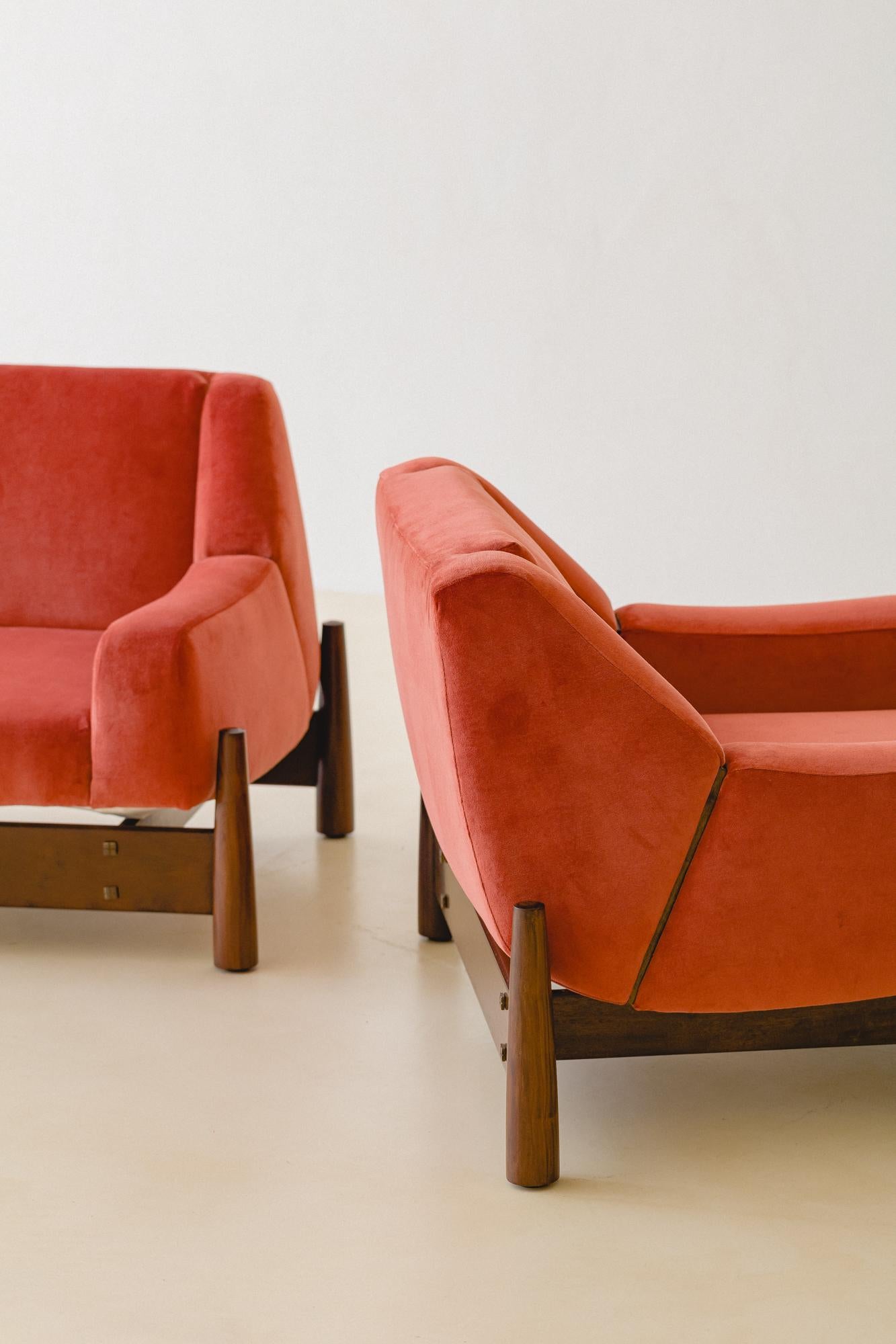 Mid-20th Century Vintage Imbuia Armchairs by Móveis Cimo, 1960s, Brazilian Midcentury
