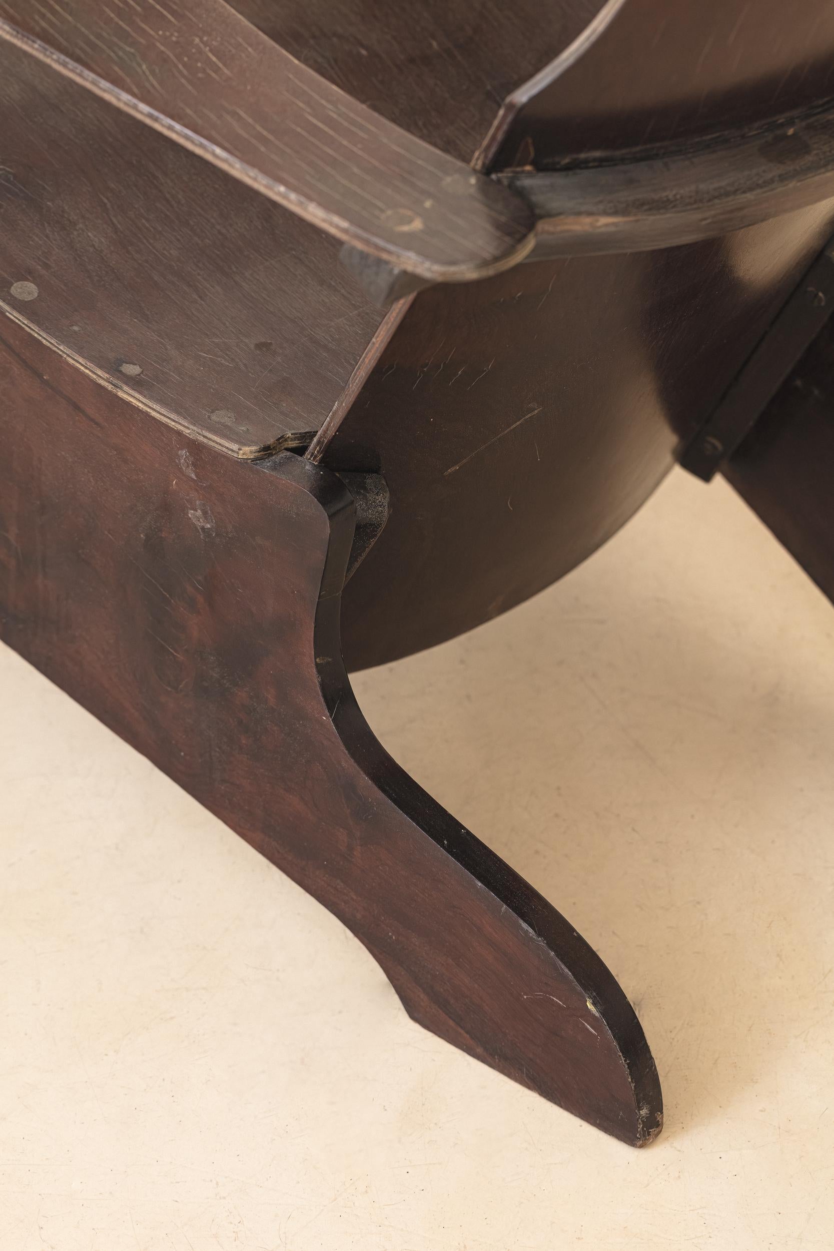 Silla de salón Vintage Imbuia de Móveis Cimo, Años 60, Brasil Mediados de siglo en venta 6