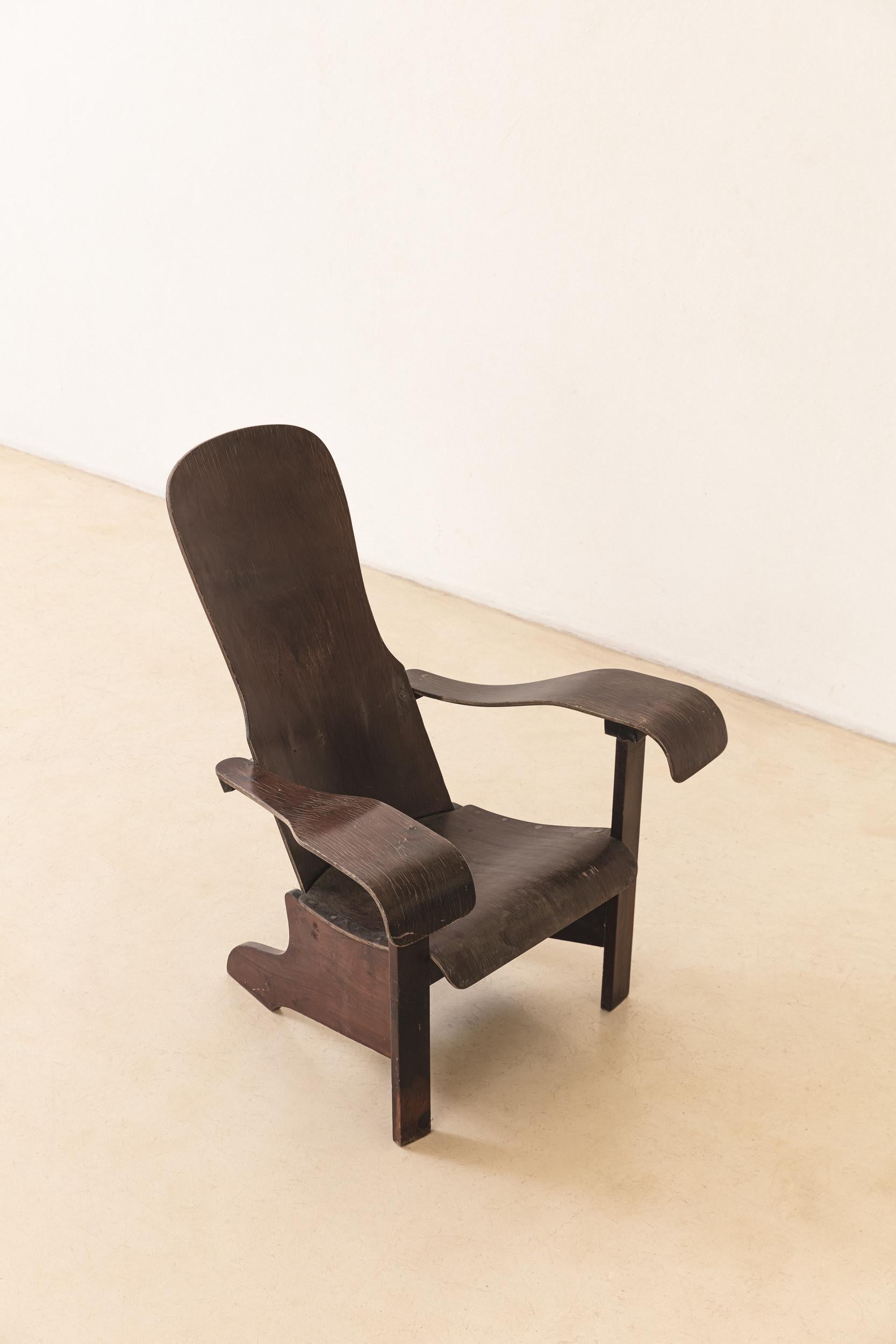 Silla de salón Vintage Imbuia de Móveis Cimo, Años 60, Brasil Mediados de siglo Imbuya en venta