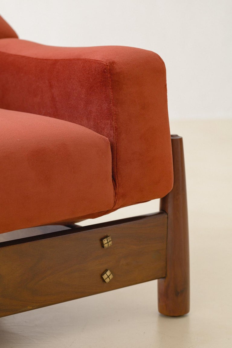 Mid-20th Century Vintage Imbuia Sofa by Móveis Cimo, 1960s, Brazilian Midcentury For Sale
