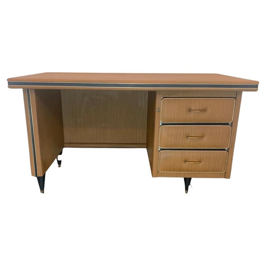 Vintage Imitation Wood Vinyl Desk by Mascagni for Harrods of London For Sale