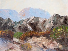 Pintura al óleo Vintage Impasto Montañas Paisaje Sudoeste Americano, Firmada