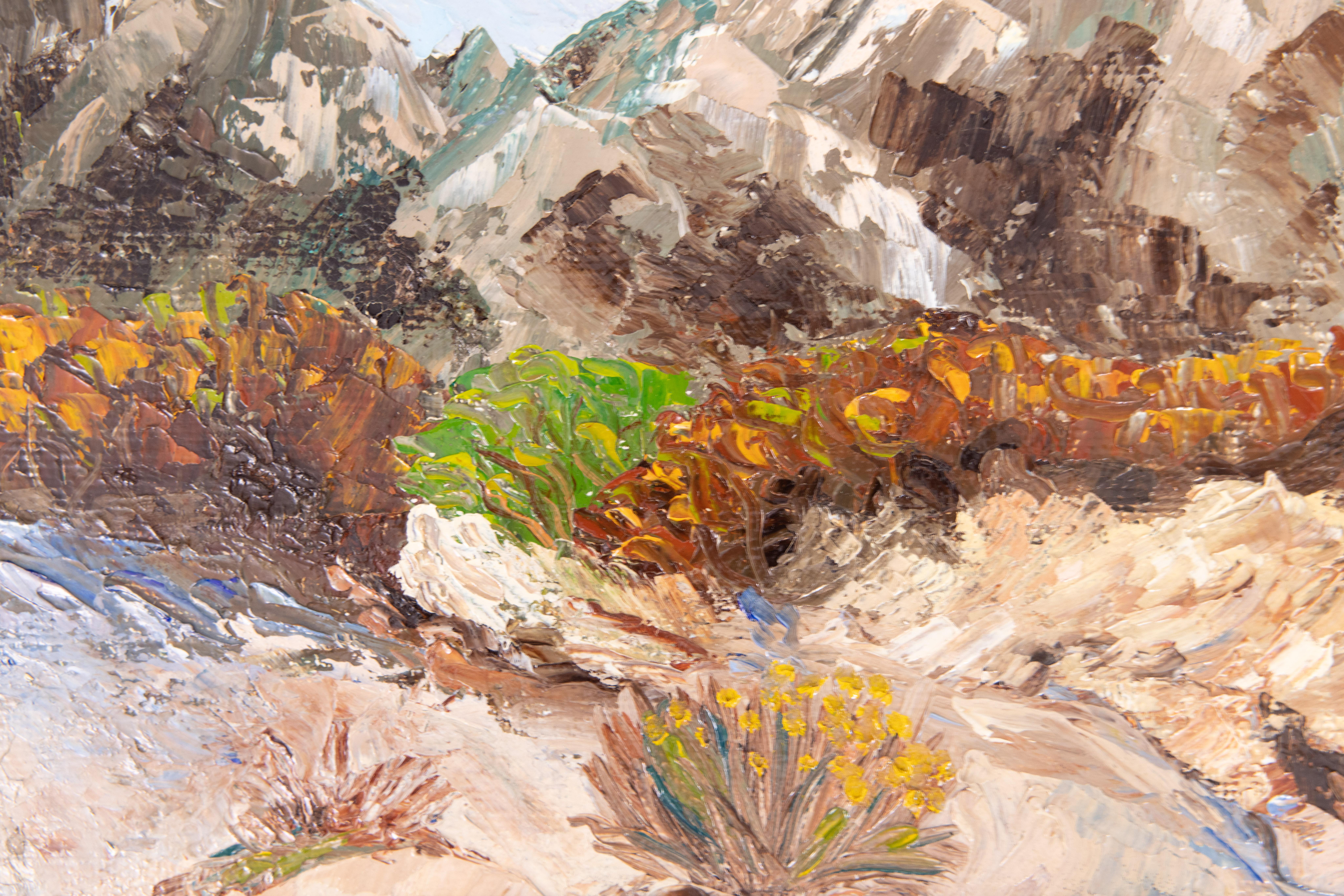 Américain Vintage - Impasto Mountains - Paysage américain du Sud-Ouest - Peinture à l'huile, signée en vente