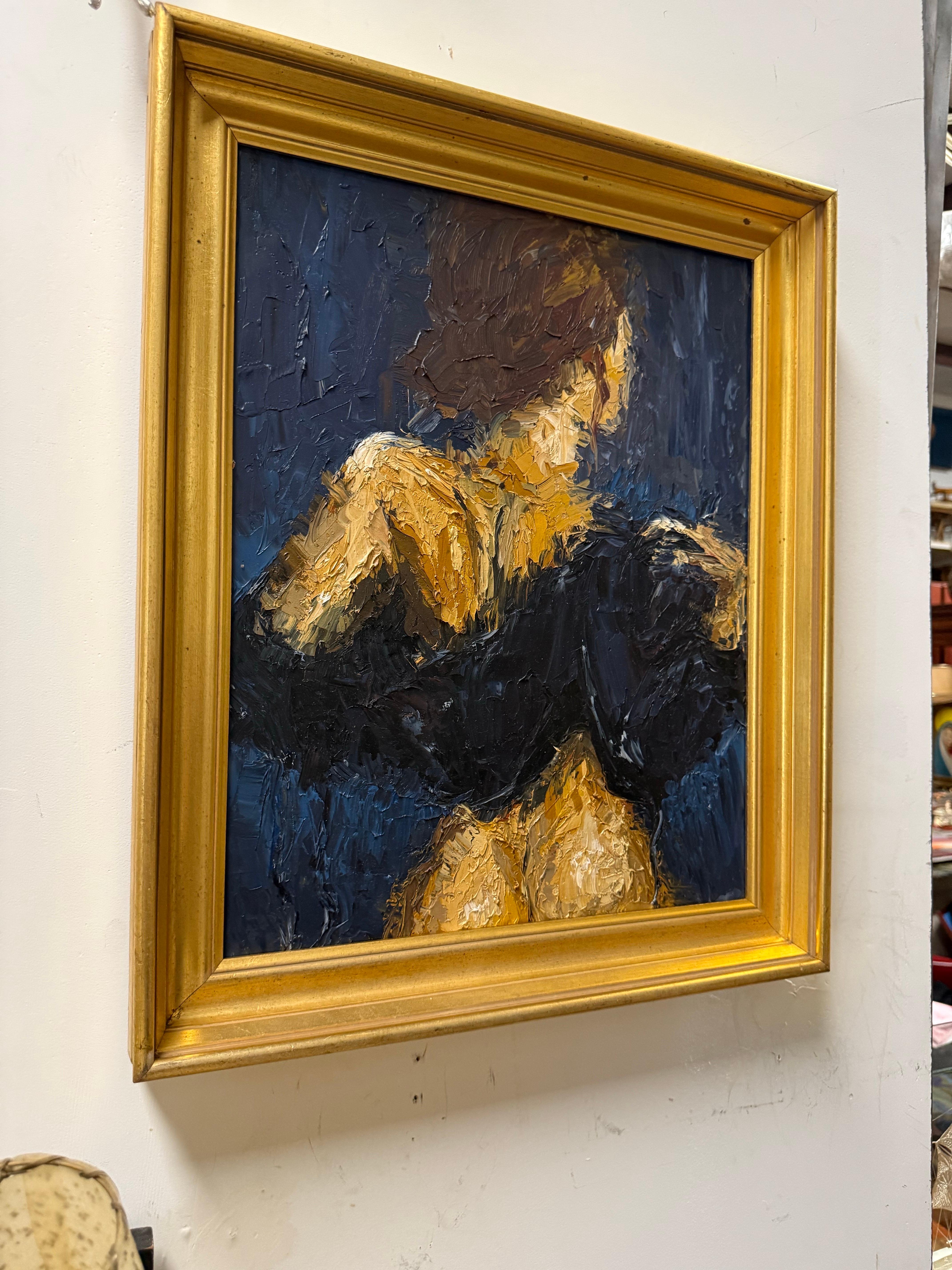 Vintage Impasto Nude in Goldrahmen (Sonstiges) im Angebot