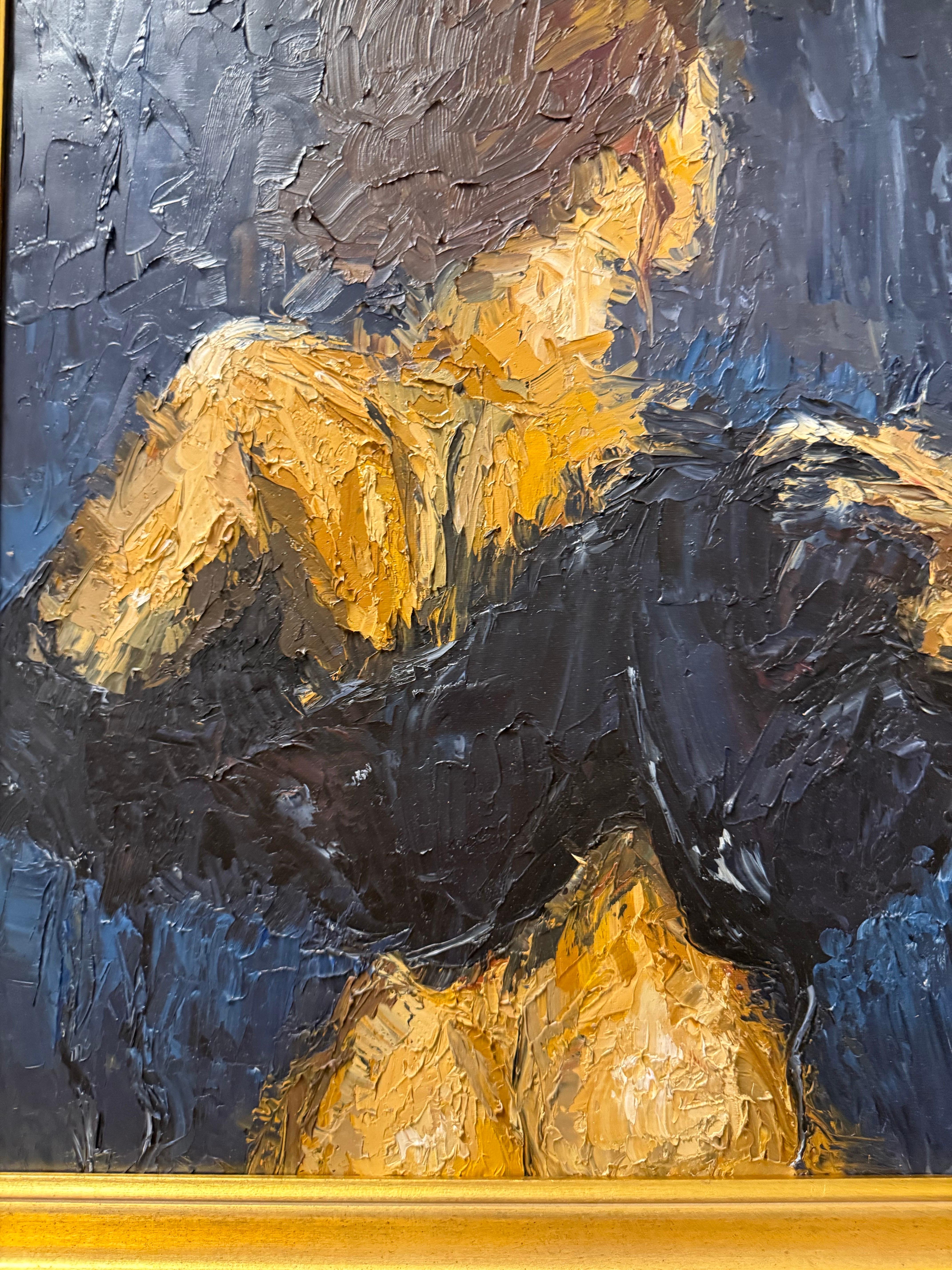 Vintage Impasto Nude in Goldrahmen (amerikanisch) im Angebot