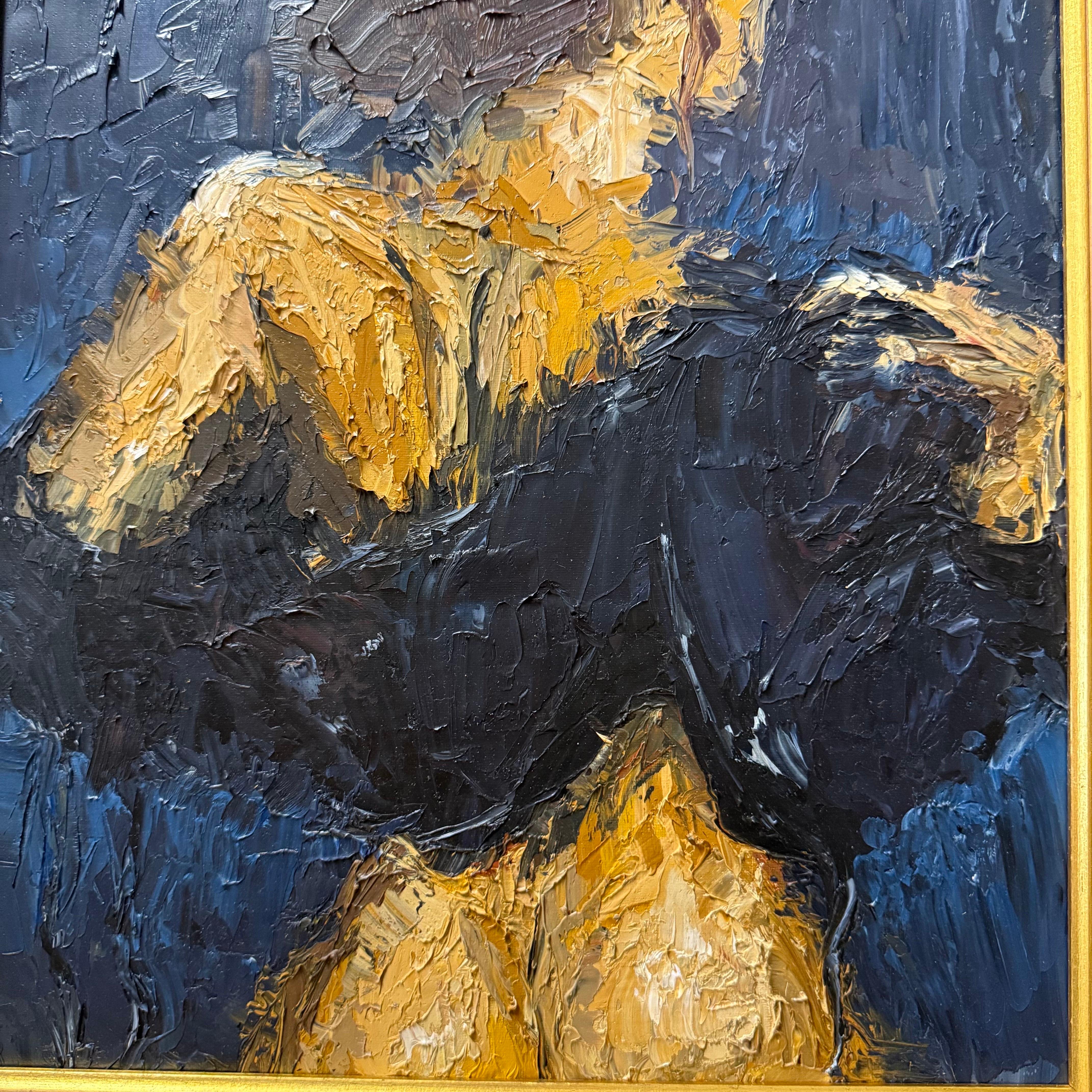 Vintage Impasto Nude in Goldrahmen (20. Jahrhundert) im Angebot