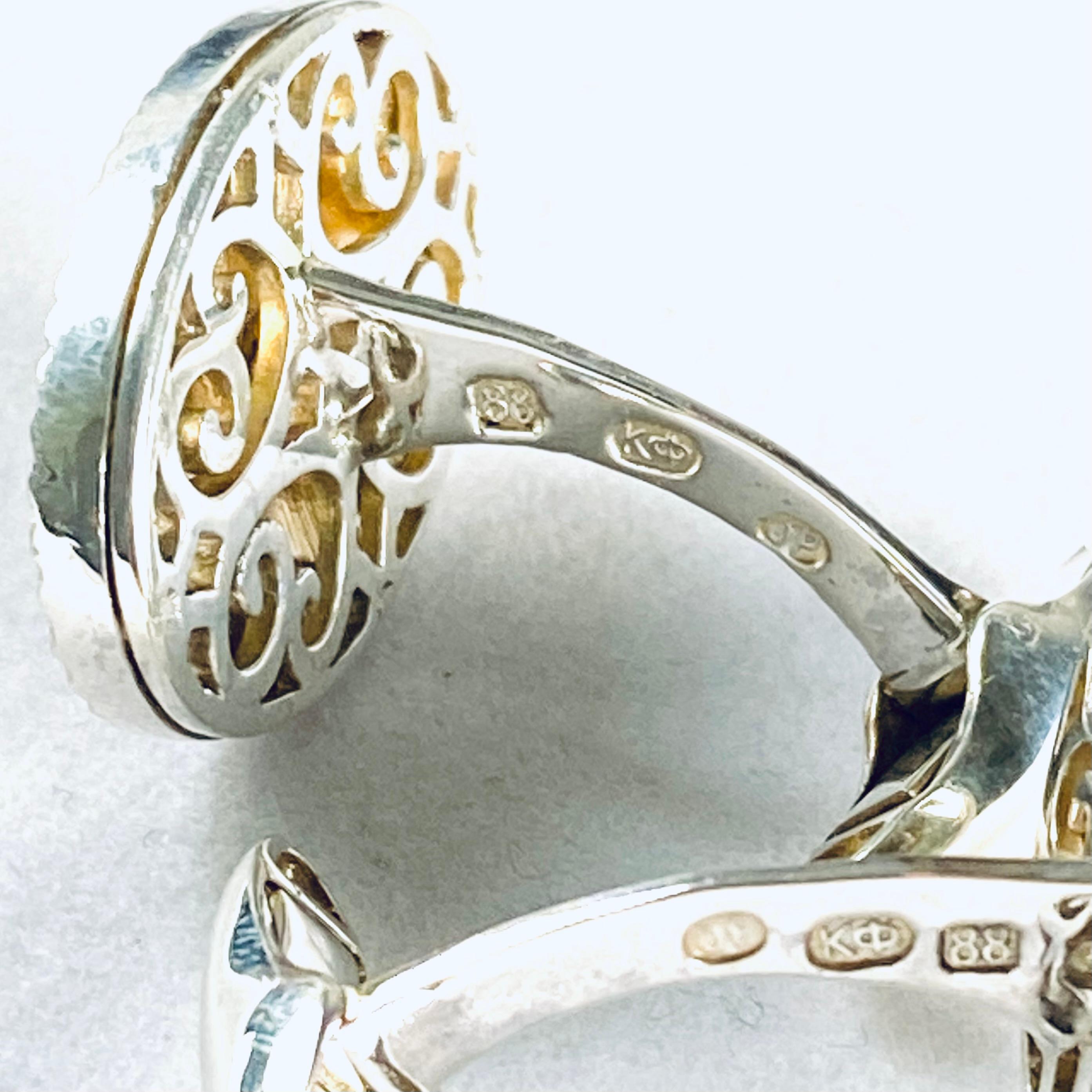 Renaissance Vintage Imperial Fabergé Era Gilt Sterling Silver Double Headed Eagle Cufflinks