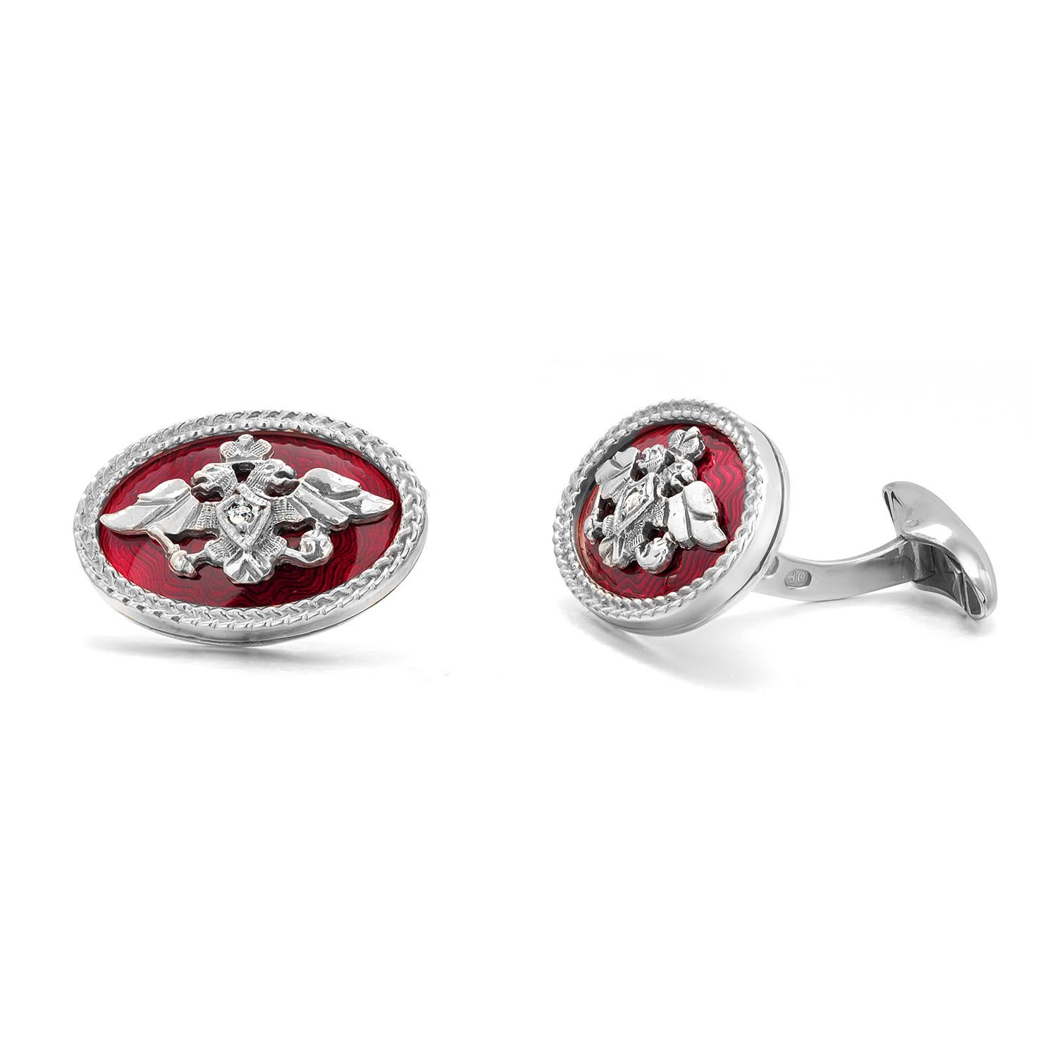 Vintage Imperial Fabergé Era Gilt Sterling Silver Double Headed Eagle Cufflinks In Good Condition In New York, NY
