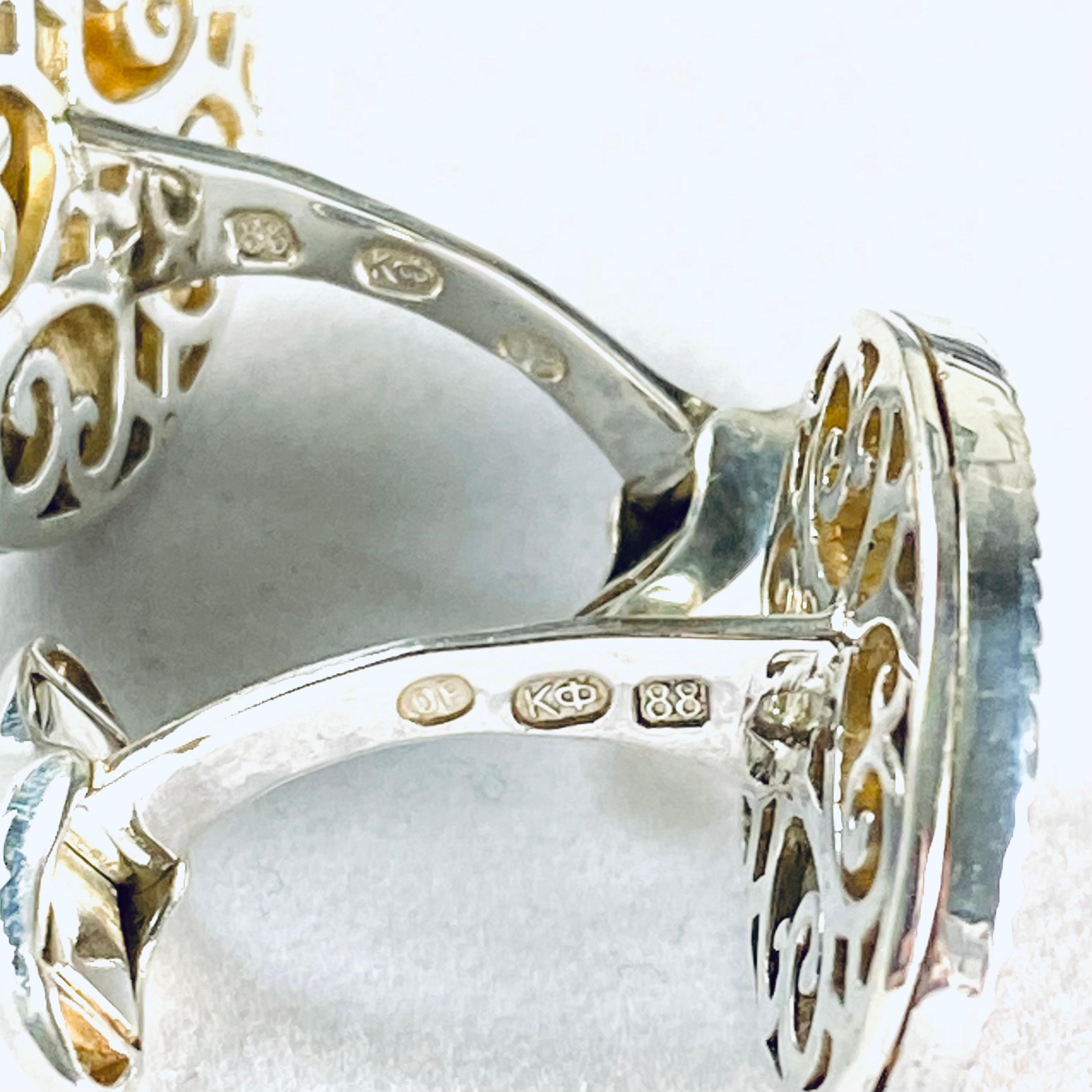Women's or Men's Vintage Imperial Fabergé Era Gilt Sterling Silver Double Headed Eagle Cufflinks