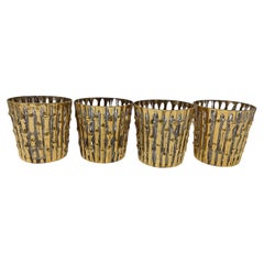 Vintage Imperial Glass Co. Copas "Bambu Gold" Oro de 22 quilates, Juego de 4