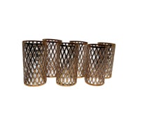 Vintage Imperial Glass Co. Juego de 6 vasos Sekai Ichi Highball de oro de 22 quilates