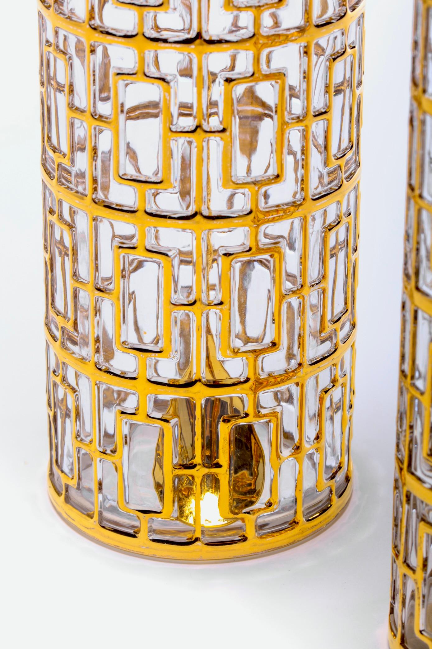 Vintage Imperial Glass Co. Shoji Cocktail Mixer 22-Karat Gold, 1960s For Sale 3