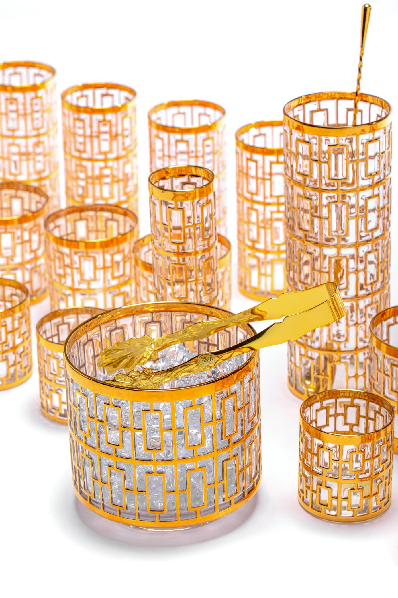 Vintage Imperial Glass Co. Shoji-Cocktail Mixer aus 22-karätigem Gold, 1960er Jahre im Angebot 4