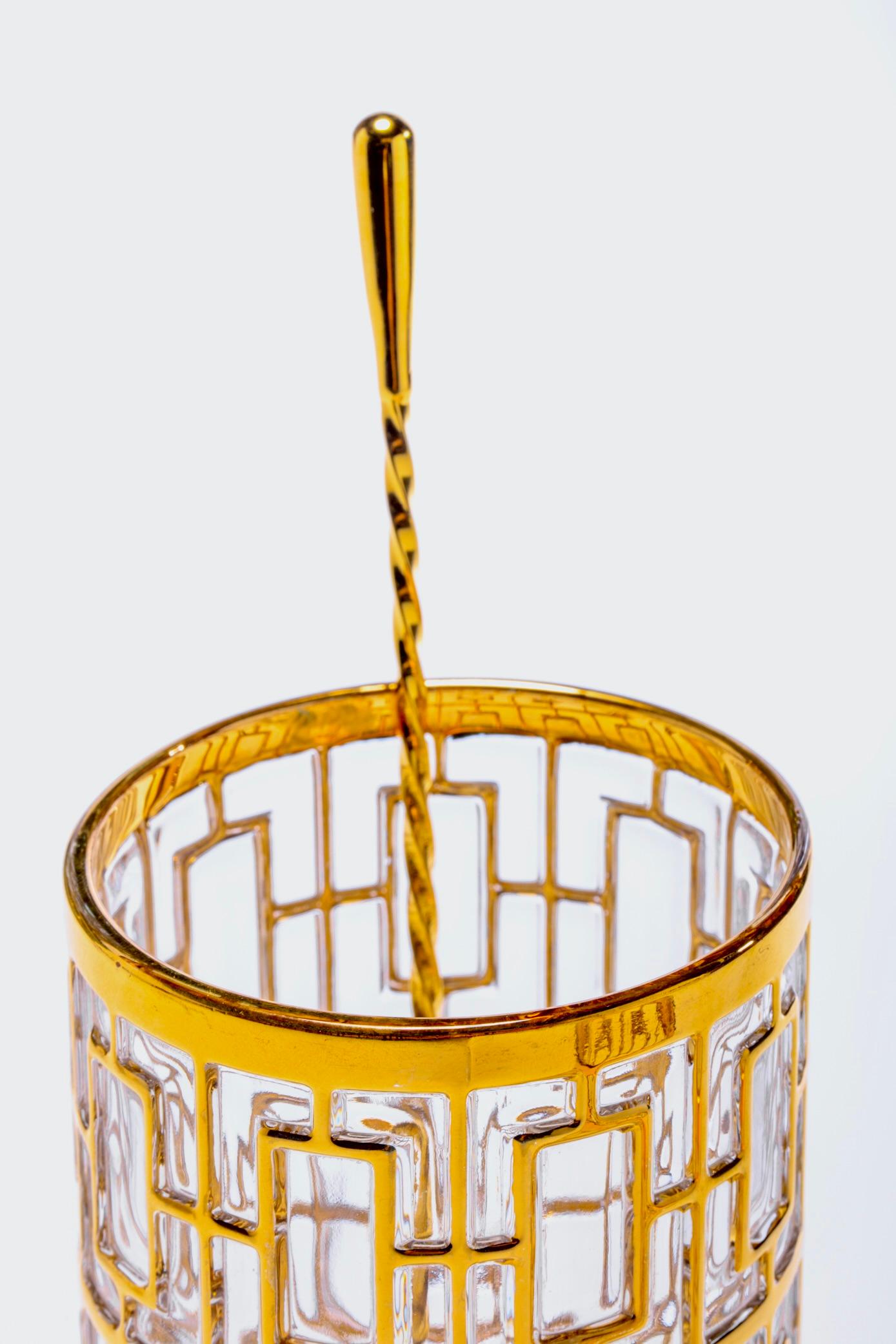Vintage Imperial Glass Co. Shoji Cocktail Mixer 22-Karat Gold, 1960s For Sale 2